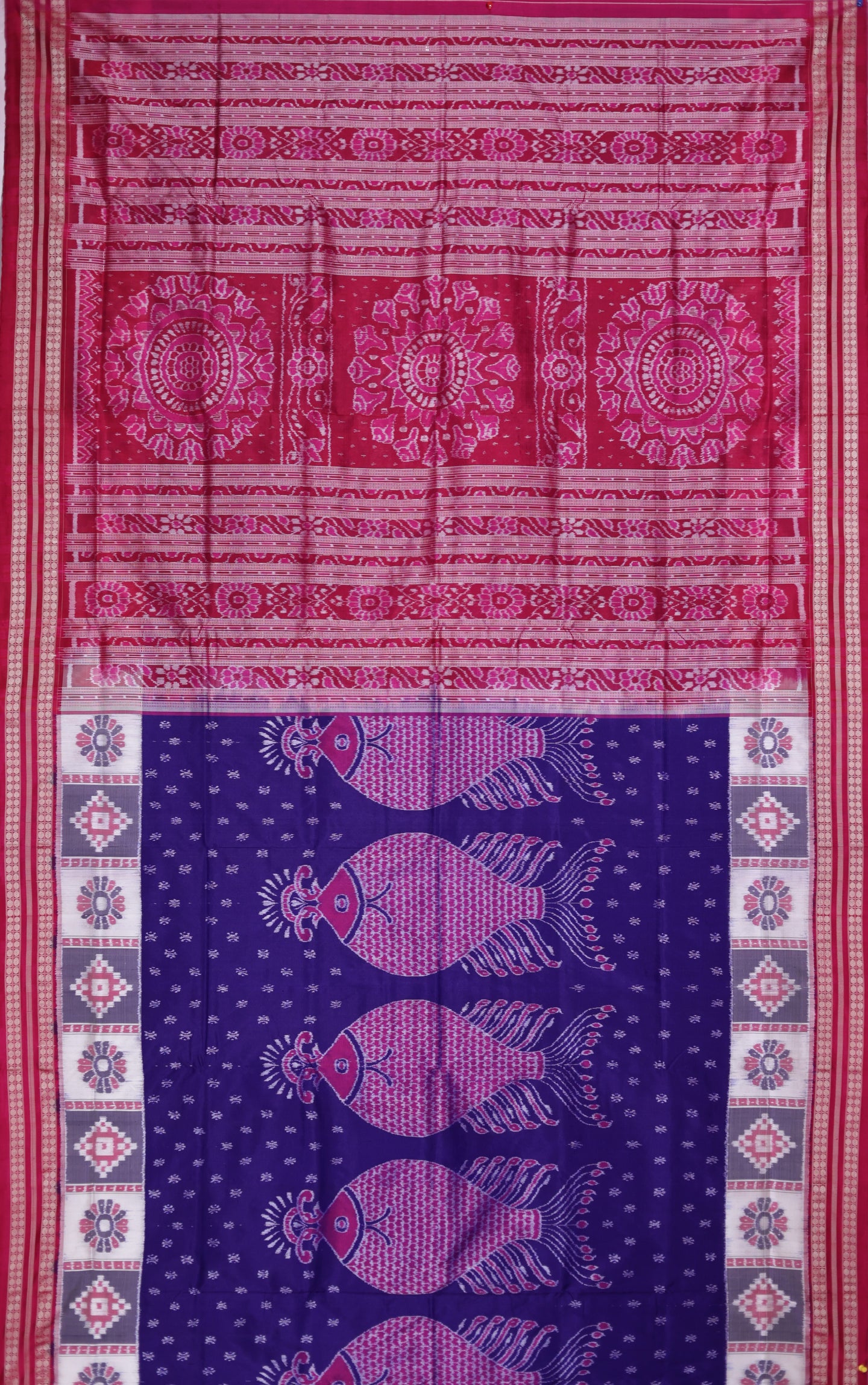 Blue And Violet Fish Bandha Saree