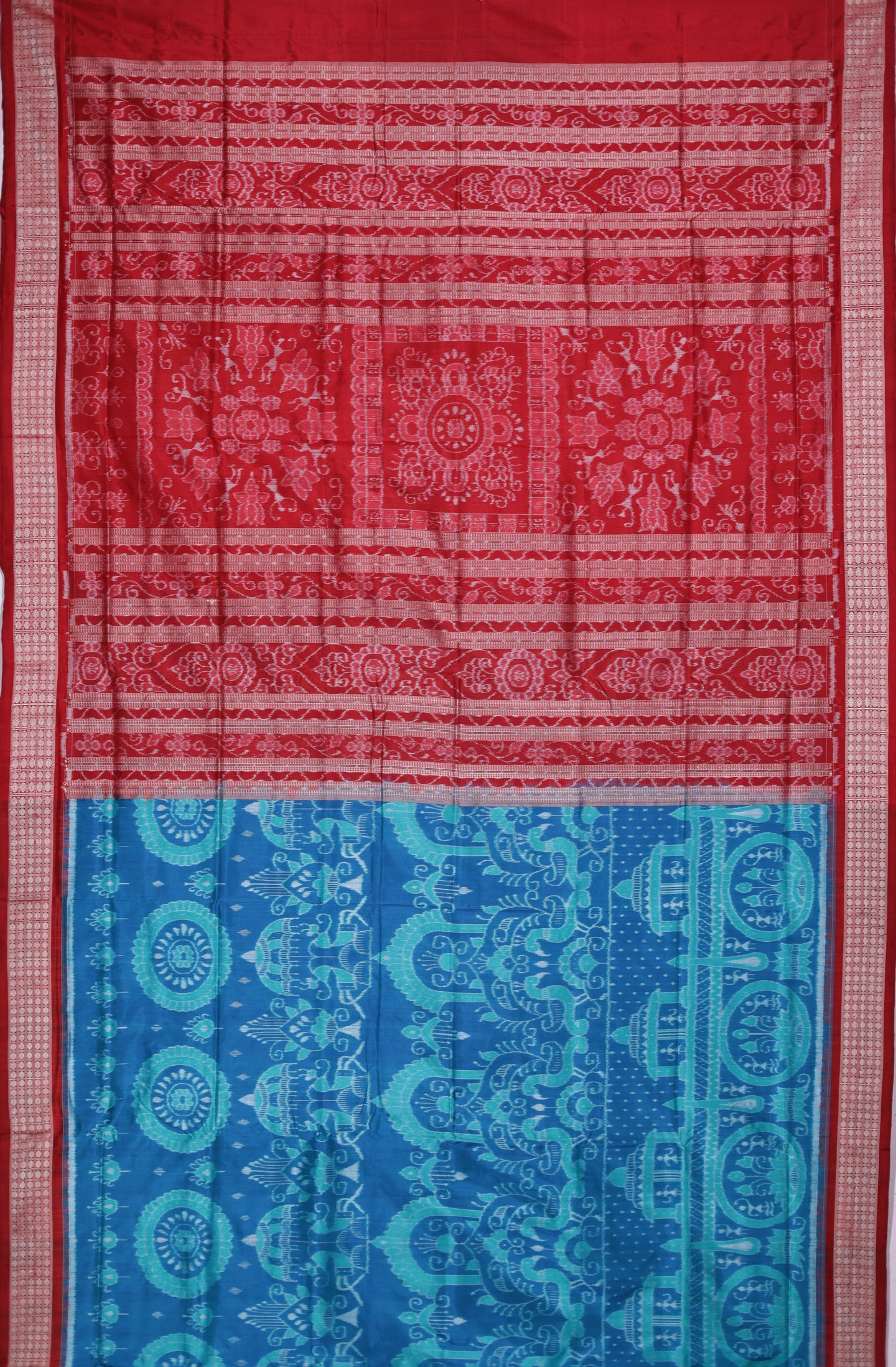 Bright Blue Bandha Sambalapuri Silk Saree