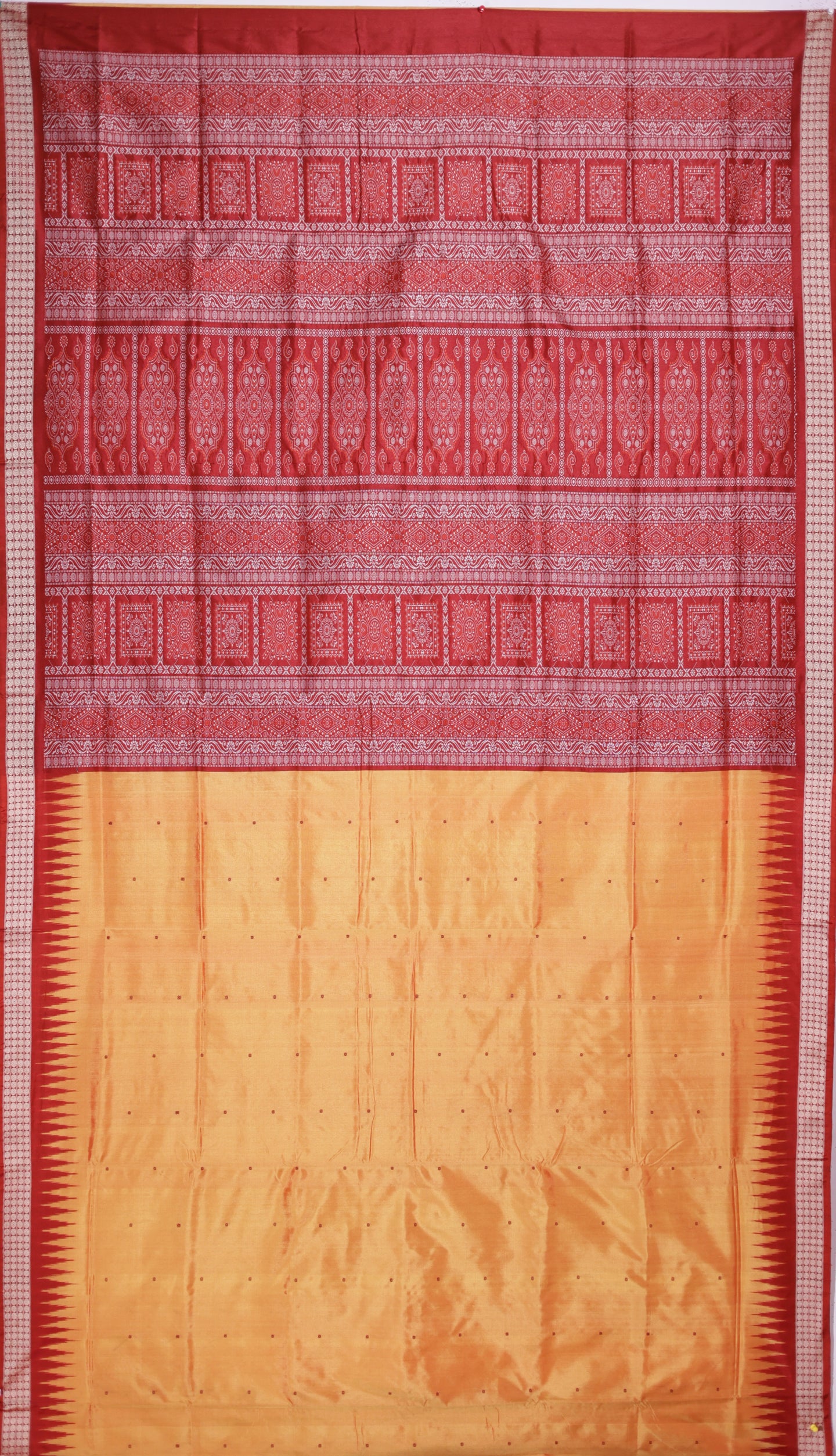 Golen Yellow Bomkai Line Butti Saree
