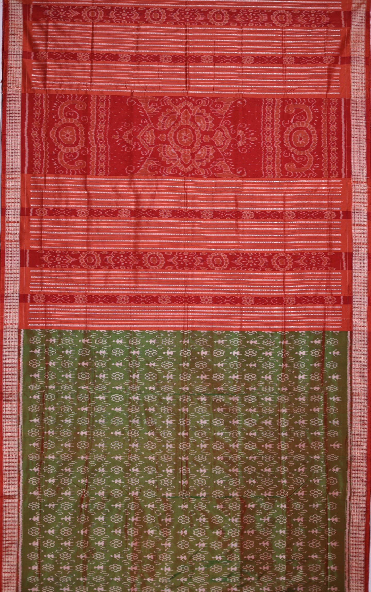 Rust Green Teracota Bandha Saree