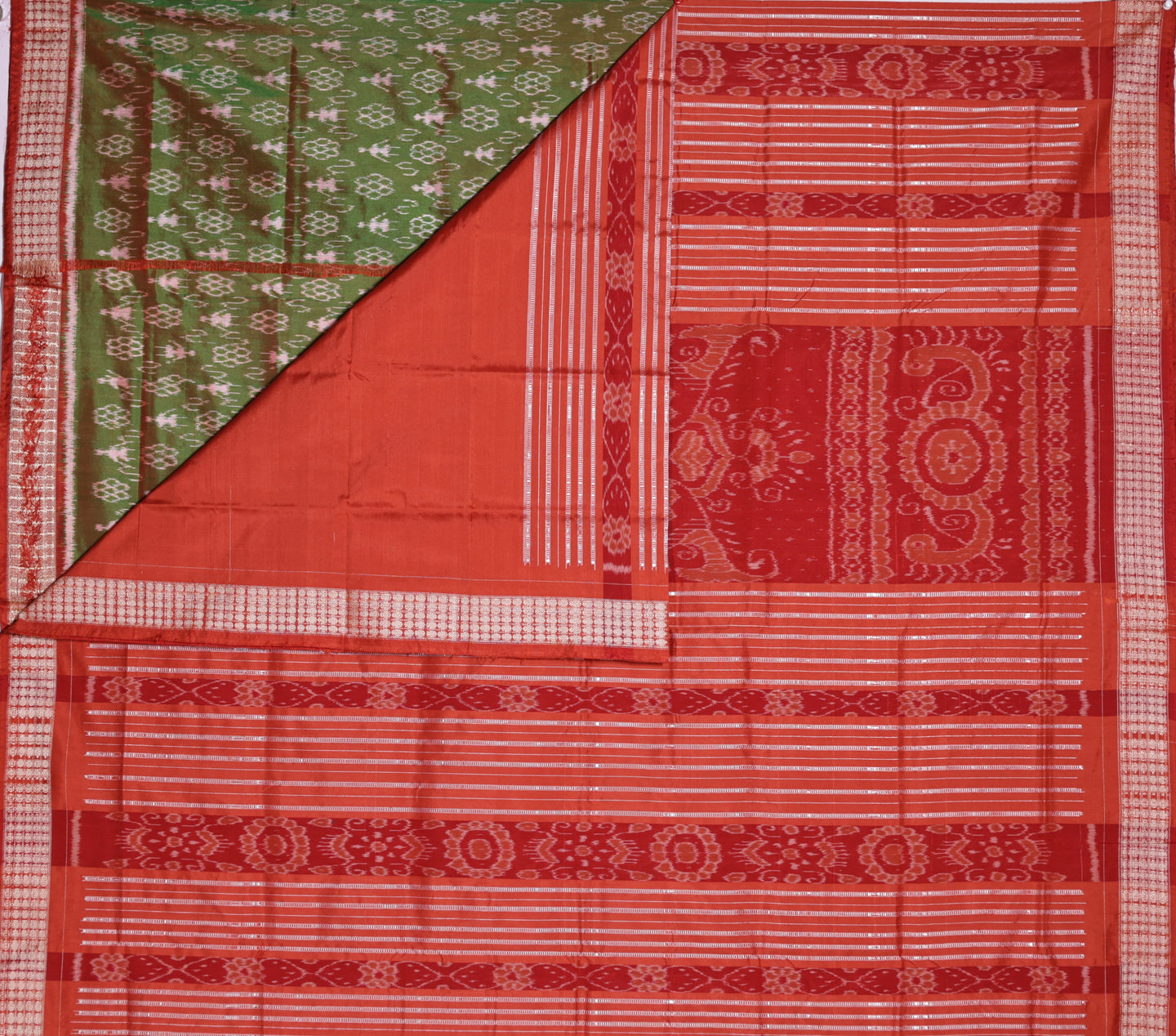 Rust Green Teracota Bandha Saree