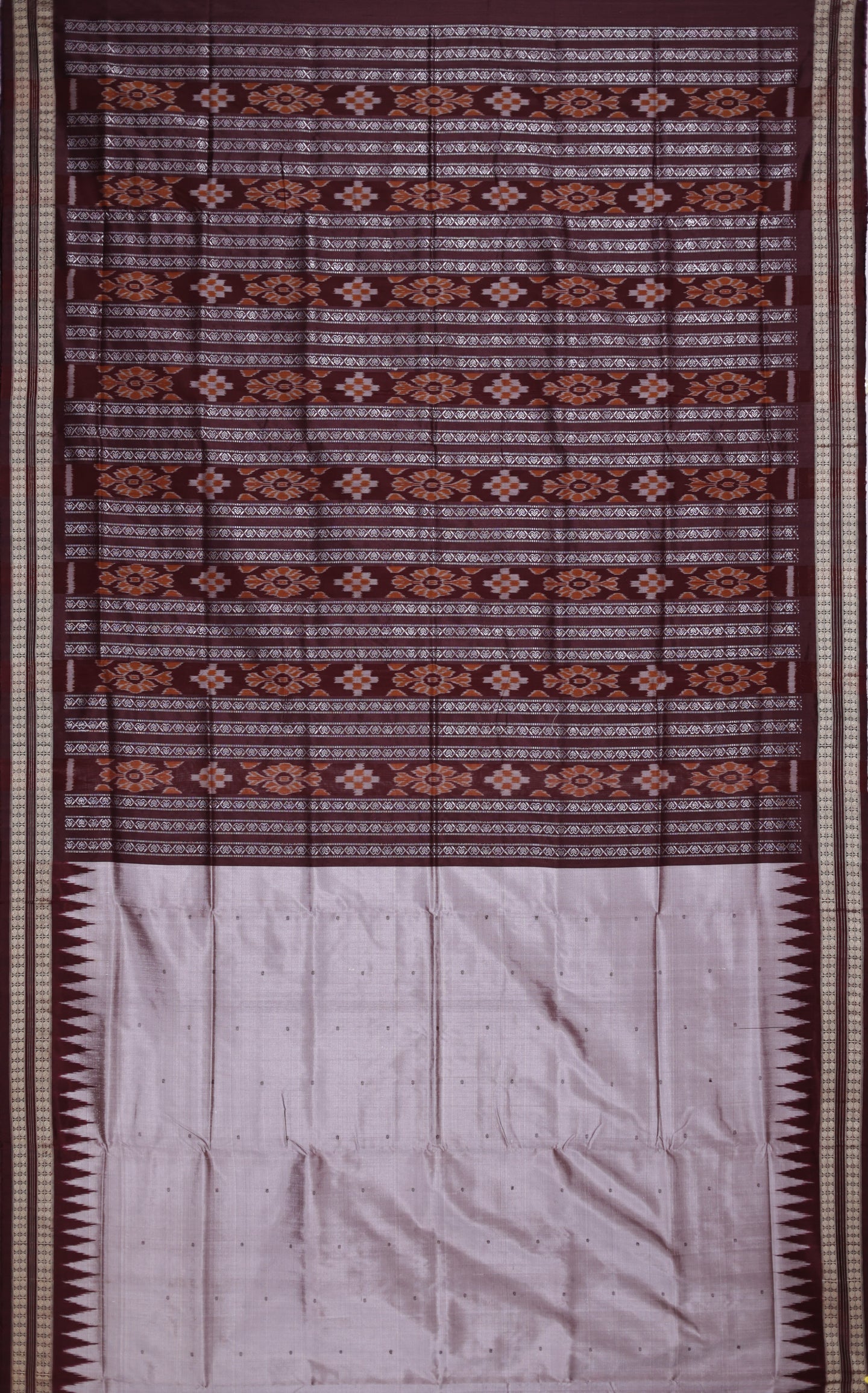 Dark Silver Bomkai Butti Sambalapuri Saree