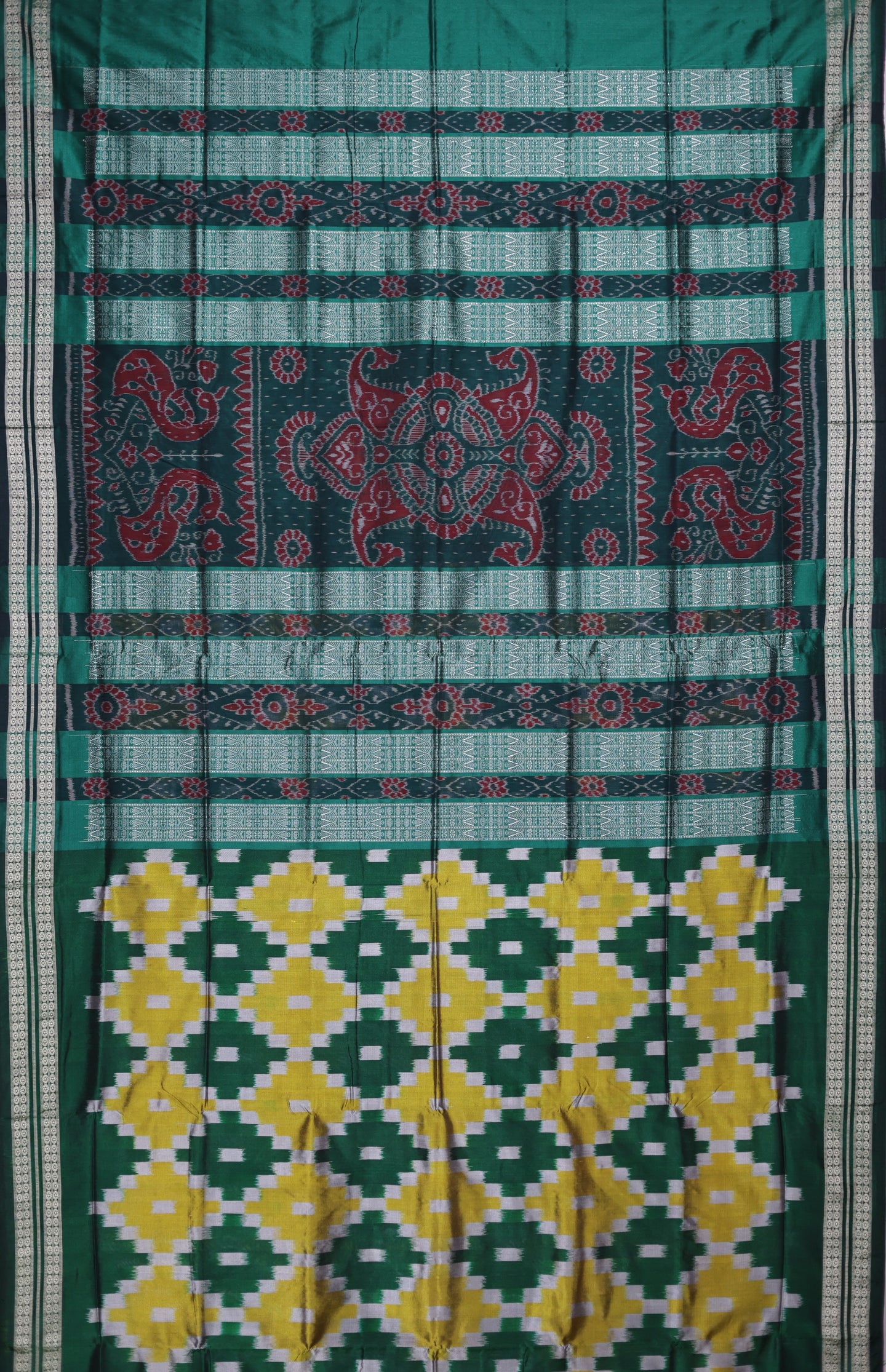 Yellow and Green Body Pasapalli Saree