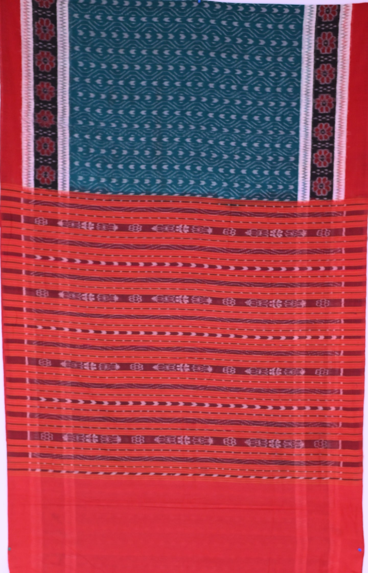 Sea Green Double Border Bandha Saree