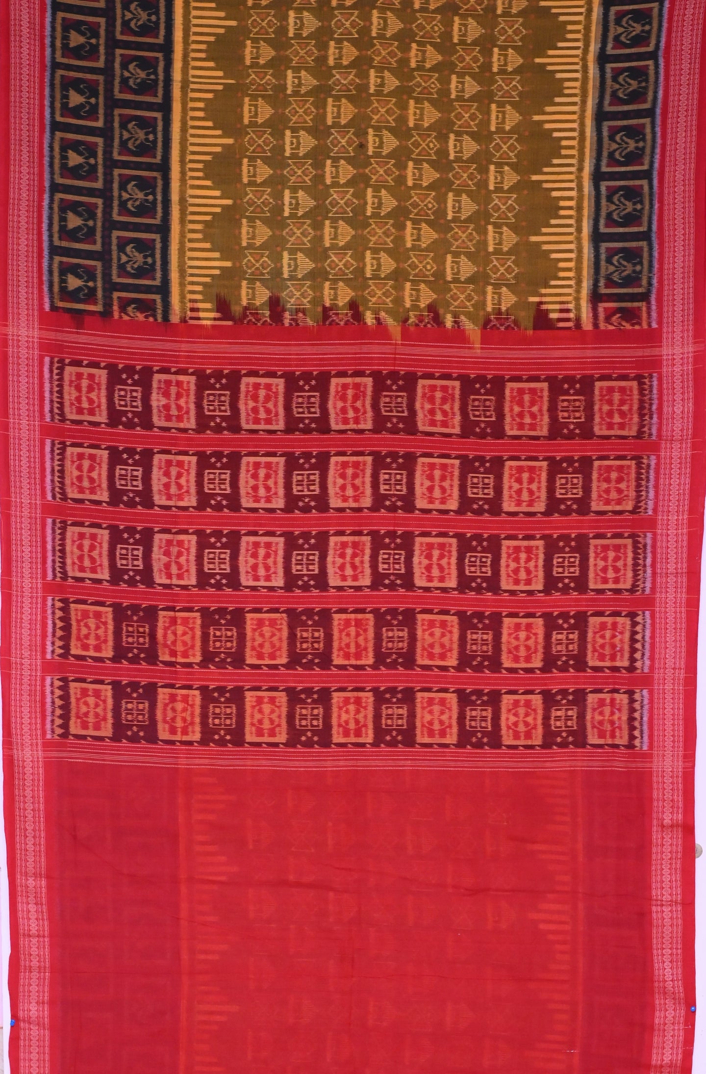 Golden Brown Big Border Bandha Saree