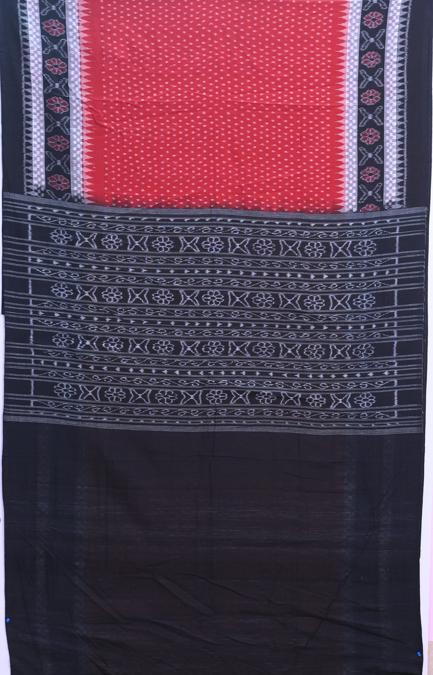 Red Double Border Bandha Saree