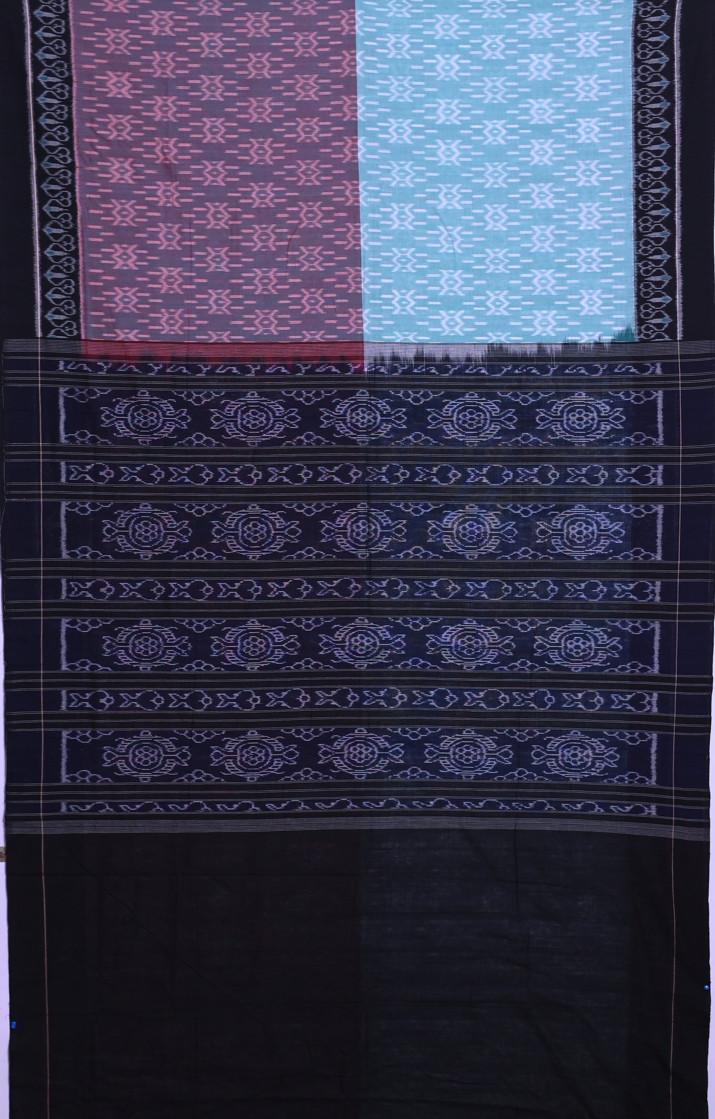 Light Aquamarine Half Half Bandha Saree(With Out Blouse)