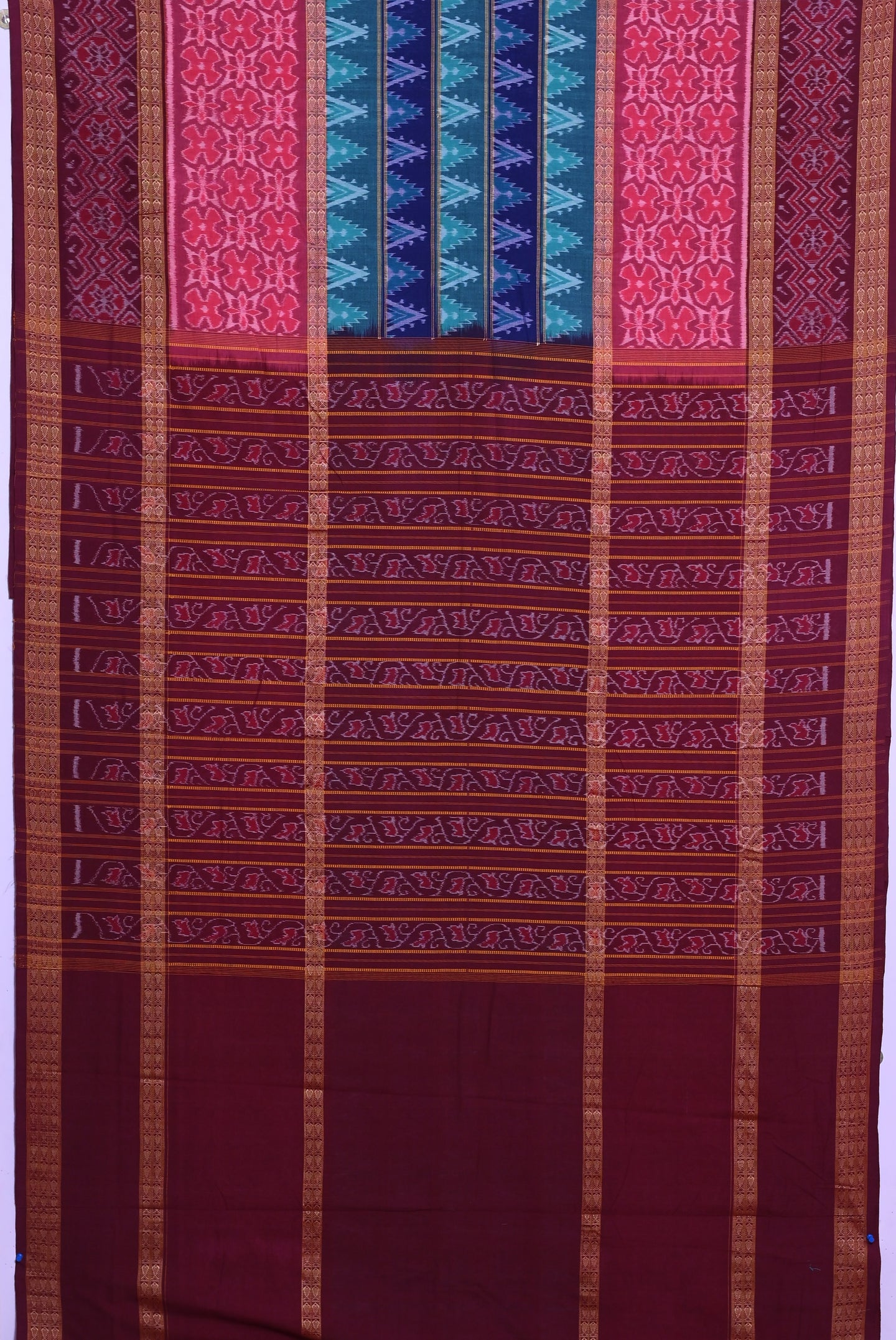 Green Double Border Bandha Saree