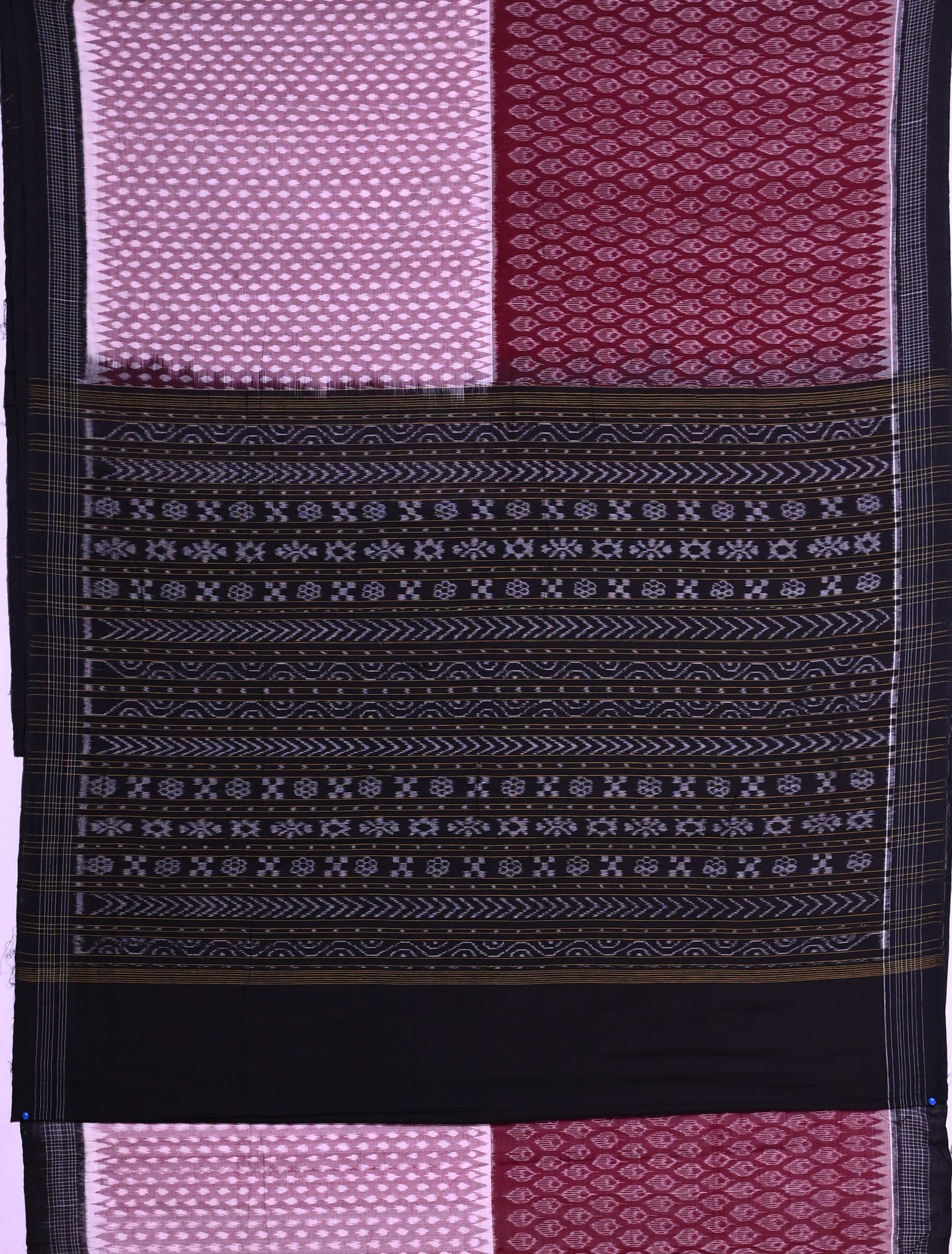 Maroon Half Half Bandha Saree(With Blouse)