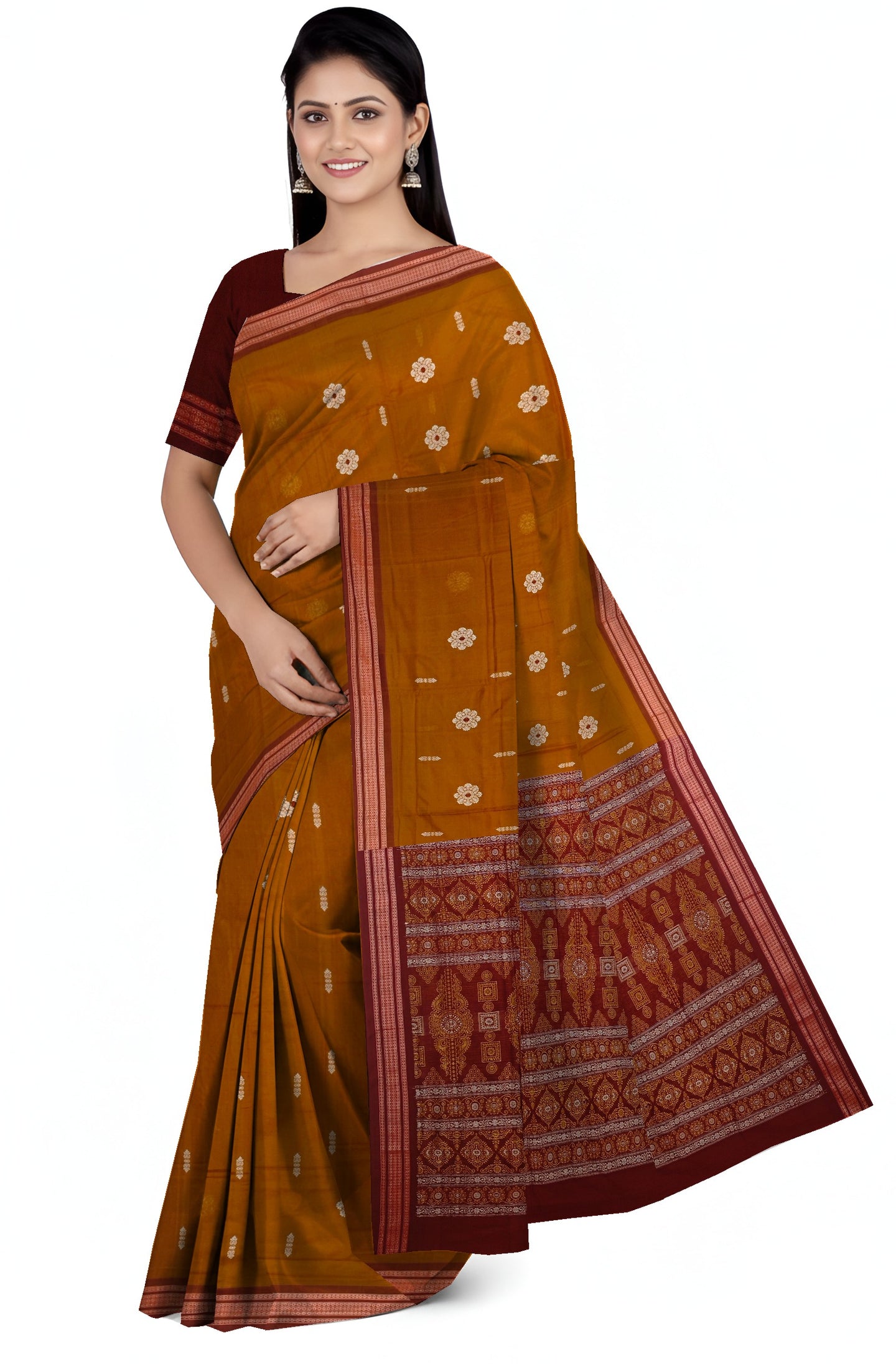 Deep Mahagony Bomkai Sambalapuri Saree