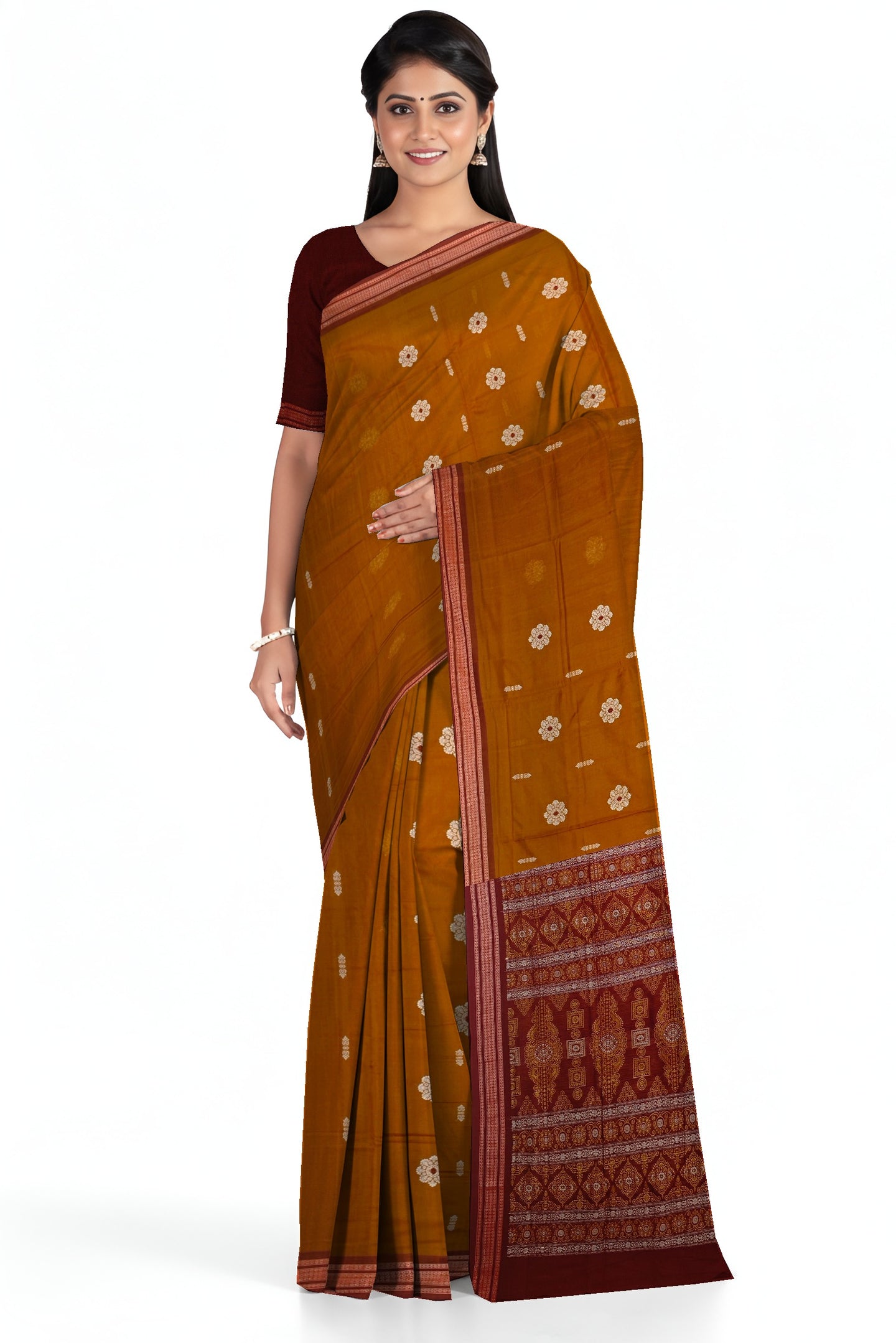 Deep Mahagony Bomkai Sambalapuri Saree