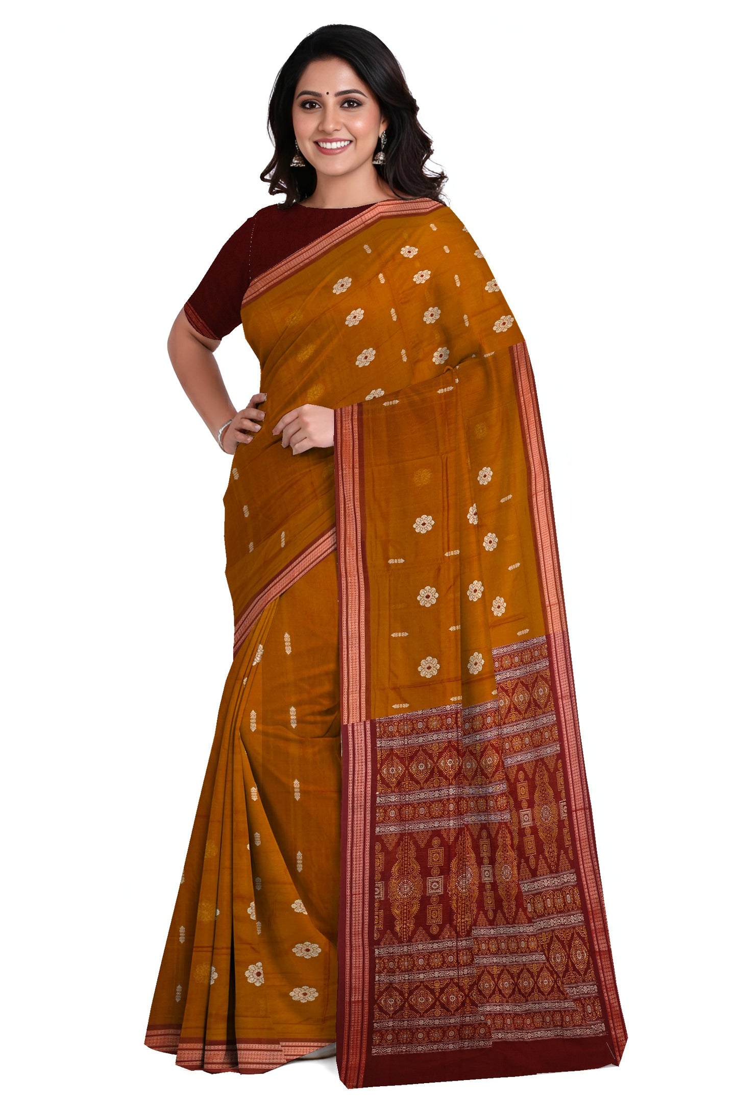 Deep Mahagony Bomkai Sambalapuri Saree