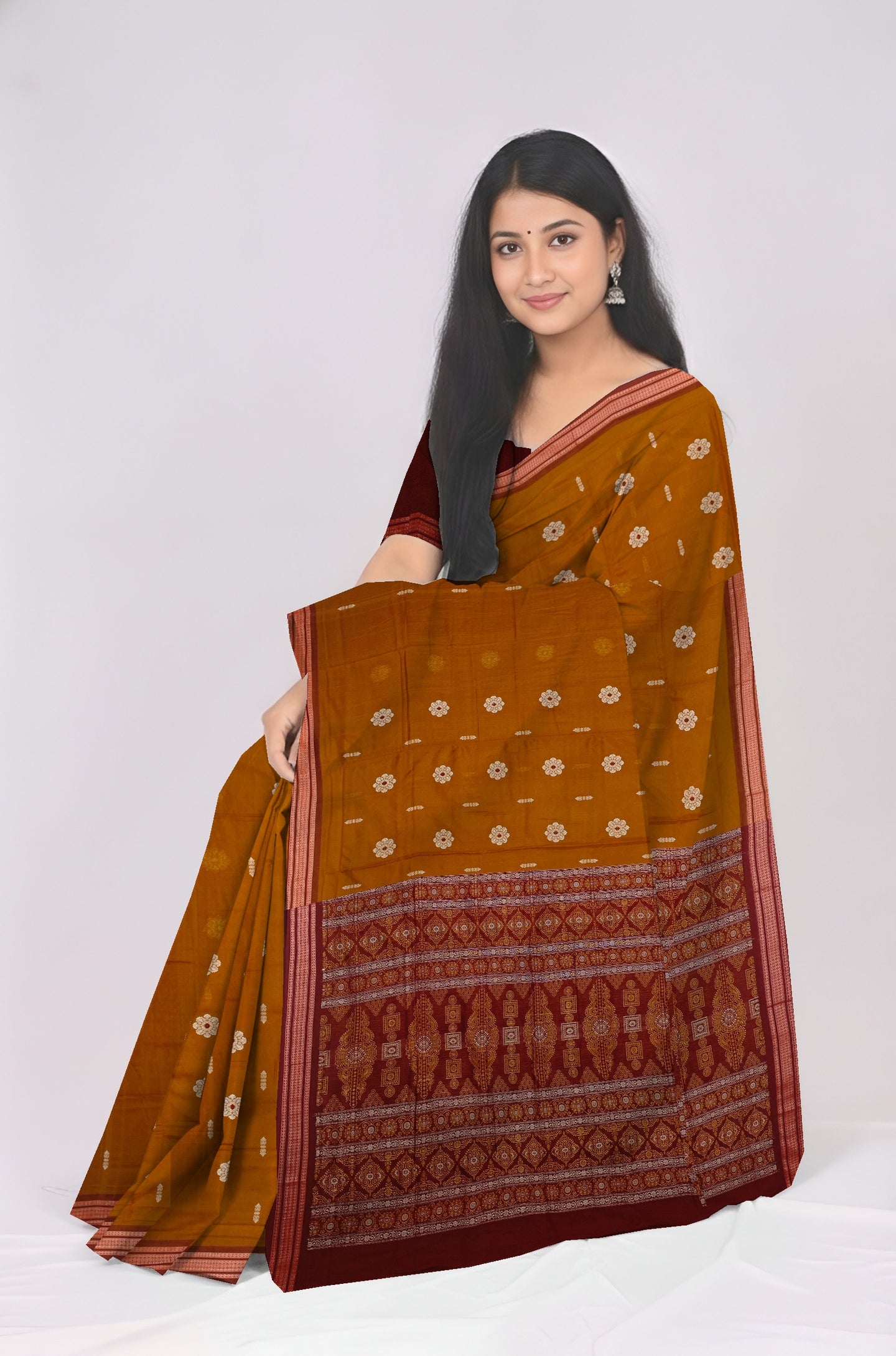 Deep Mahagony Bomkai Sambalapuri Saree