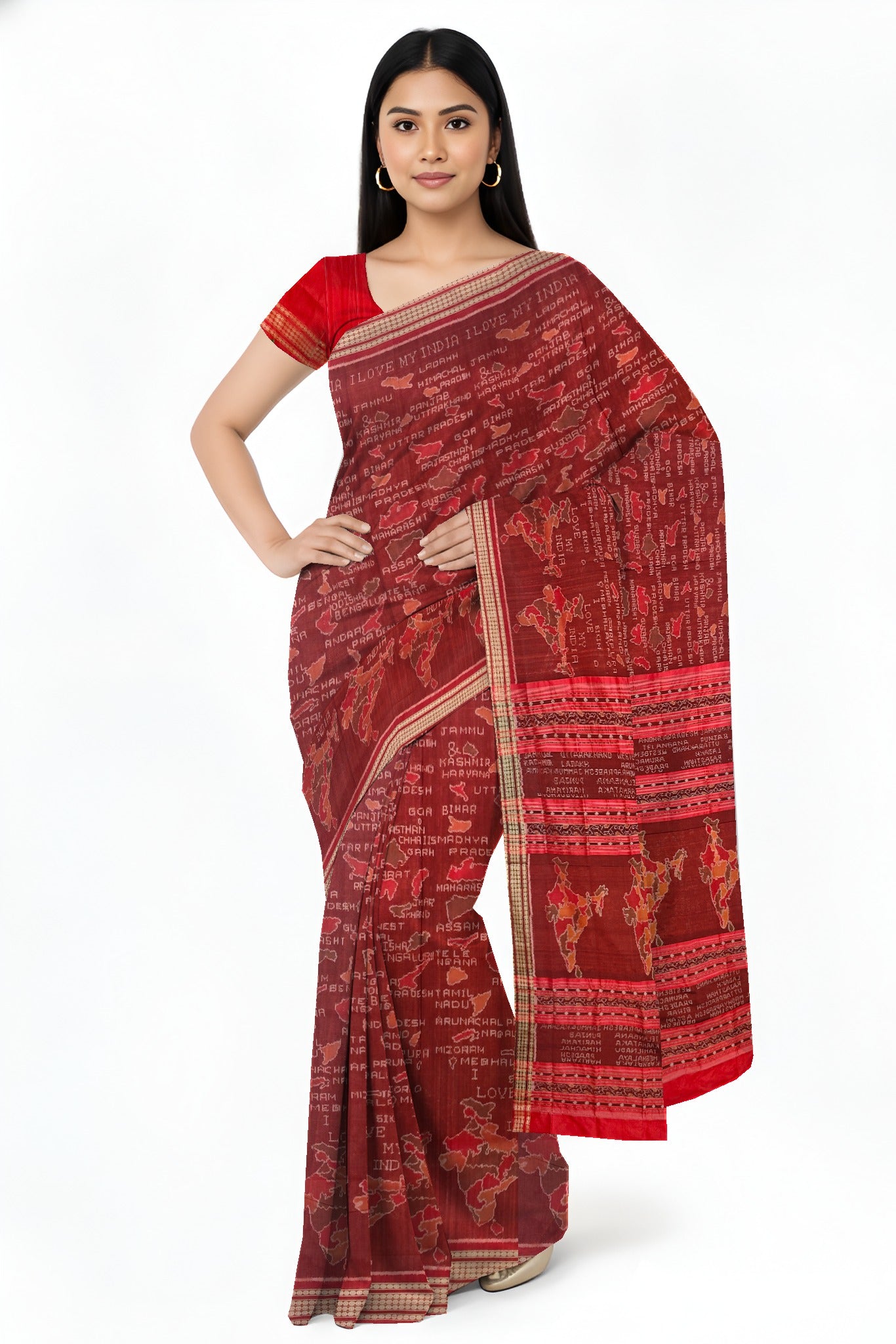 Maroon Mana Chitra Design Pata Bapta Saree | Odisha Handloom GI Tagged | Devnika