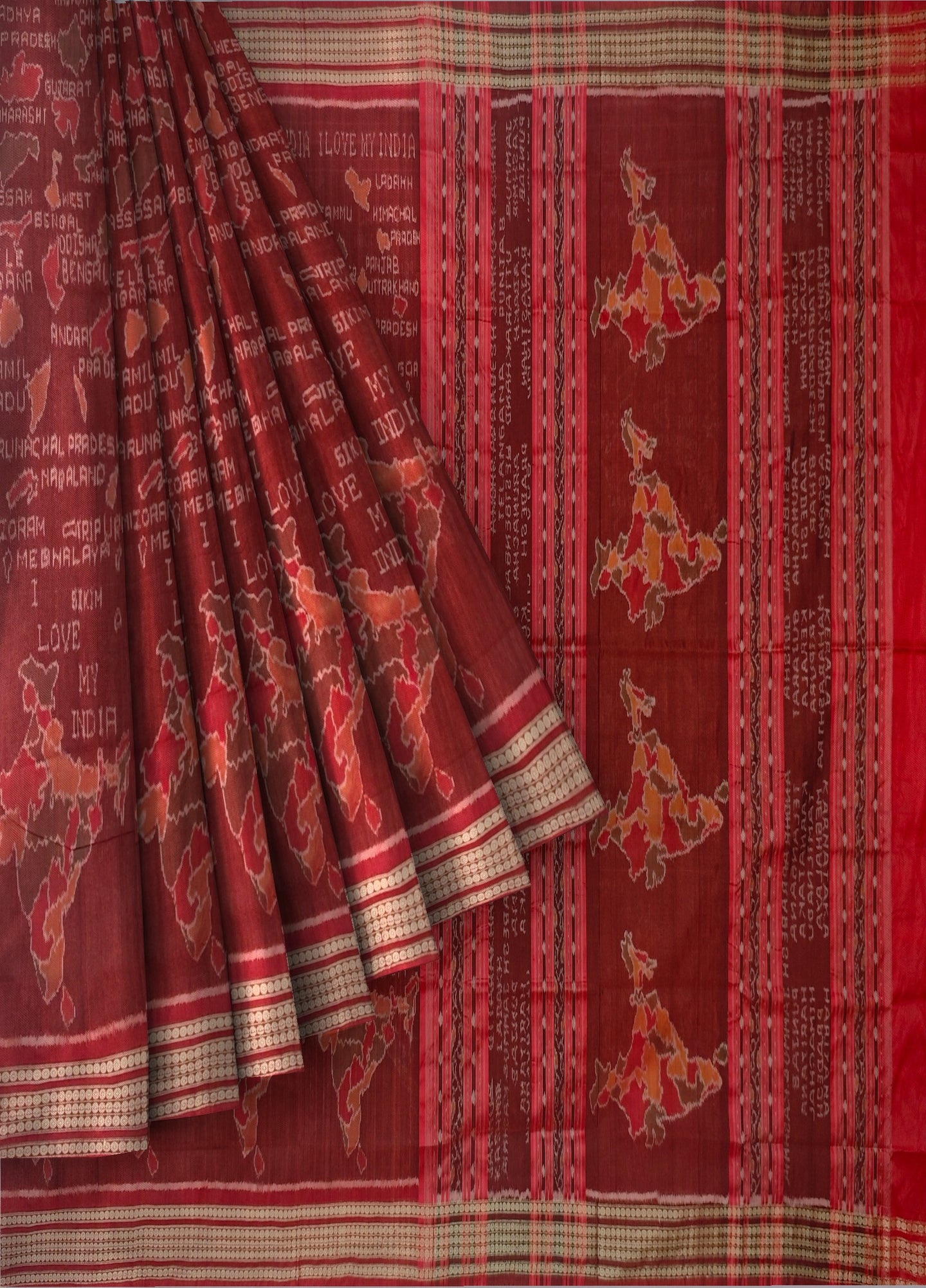 Maroon Mana Chitra Design Pata Bapta Saree | Odisha Handloom GI Tagged | Devnika
