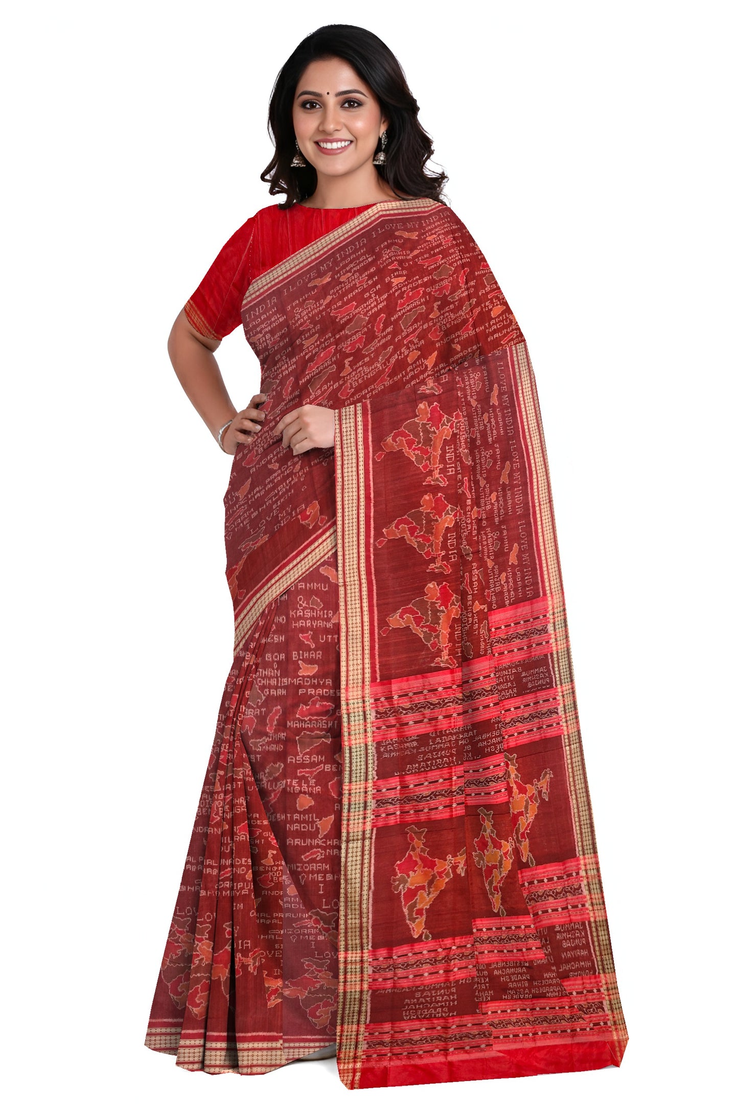 Maroon Mana Chitra Design Pata Bapta Saree | Odisha Handloom GI Tagged | Devnika