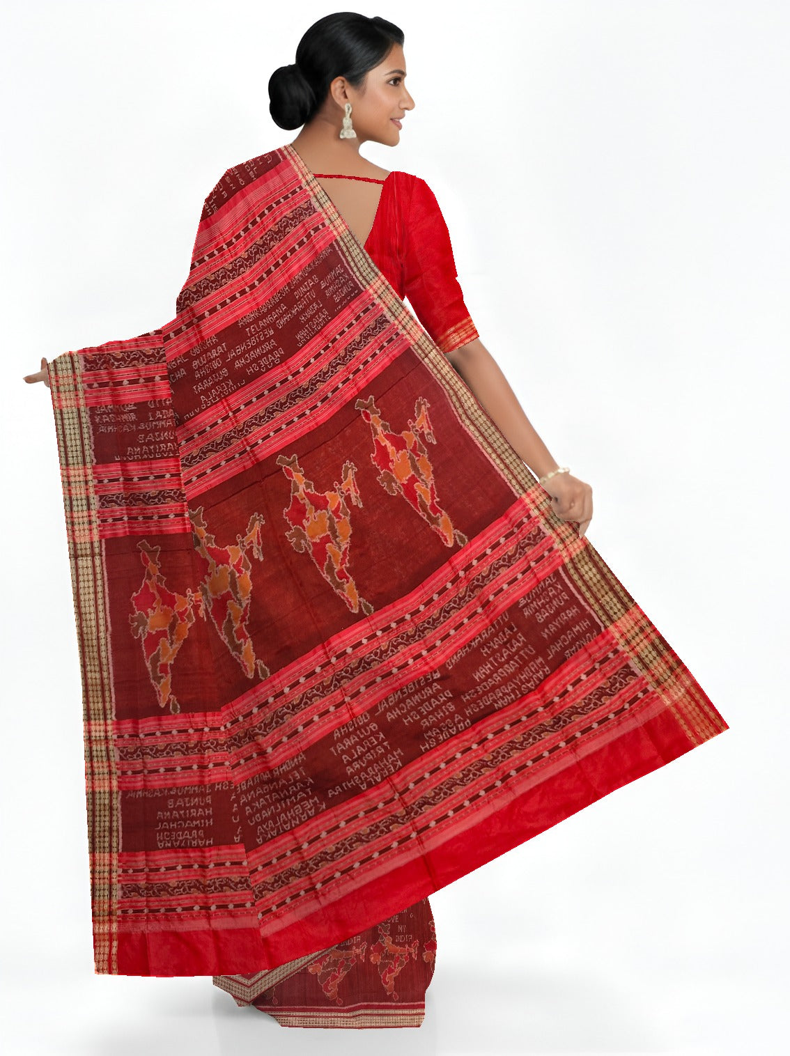 Maroon Mana Chitra Design Pata Bapta Saree | Odisha Handloom GI Tagged | Devnika