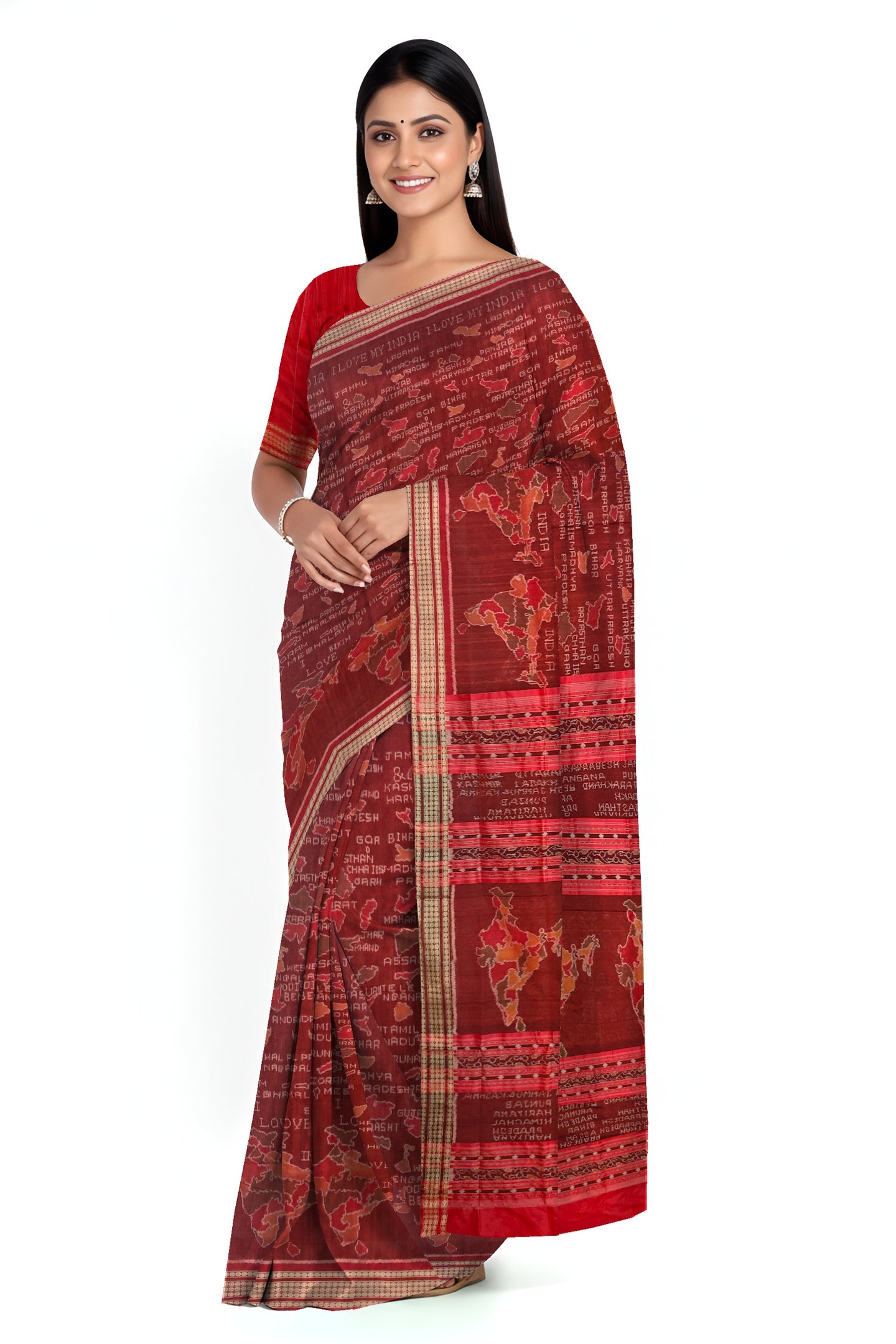 Maroon Mana Chitra Design Pata Bapta Saree | Odisha Handloom GI Tagged | Devnika