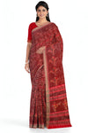 Maroon Mana Chitra Design Pata Bapta Saree | Odisha Handloom GI Tagged | Devnika