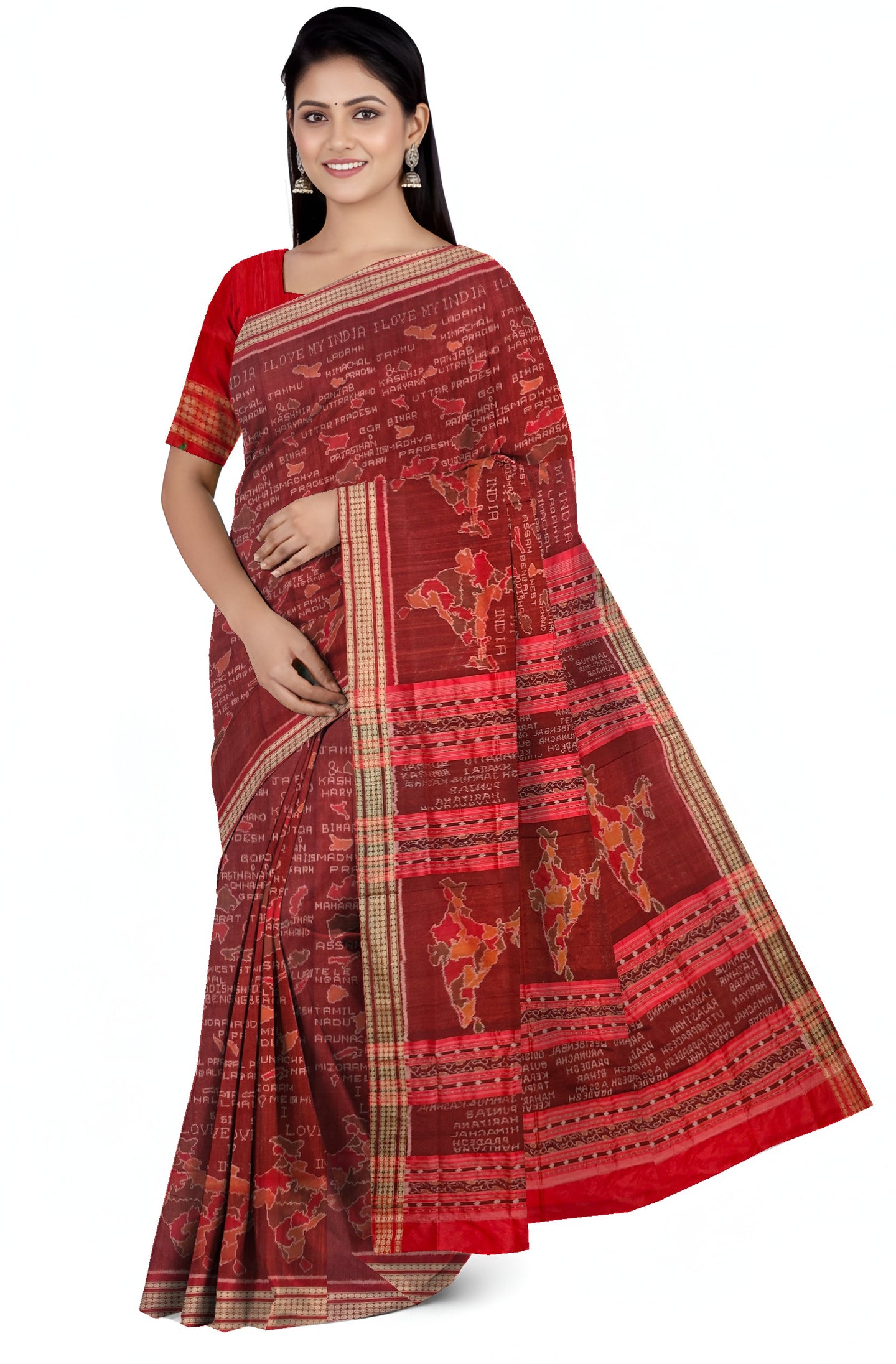 Maroon Mana Chitra Design Pata Bapta Saree | Odisha Handloom GI Tagged | Devnika