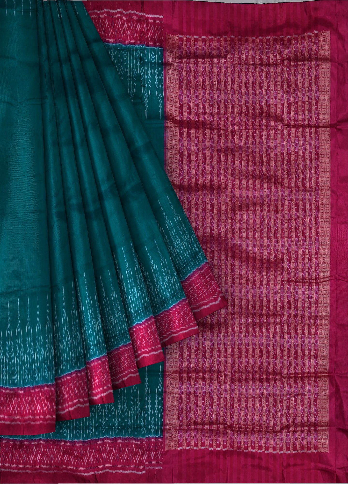 Teal Green  Bandha Sambalapuri Silk Saree | Odisha Handloom GI Tagged | Devnika