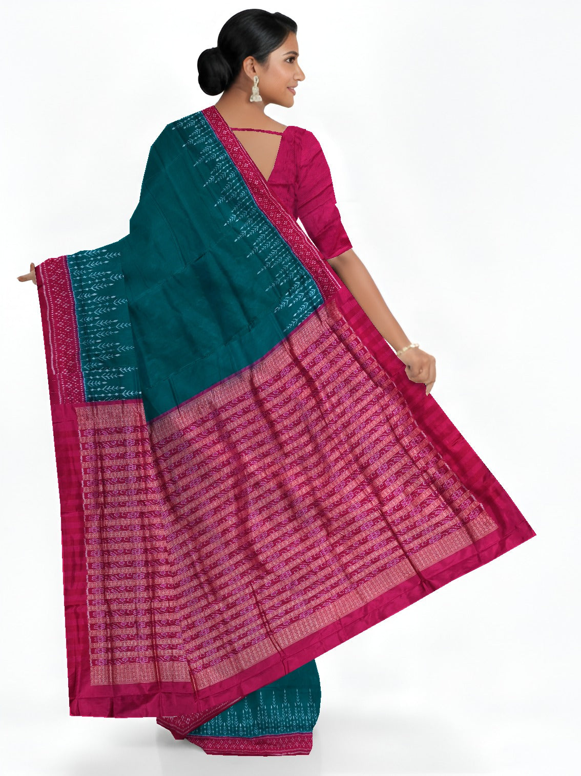 Teal Green  Bandha Sambalapuri Silk Saree | Odisha Handloom GI Tagged | Devnika