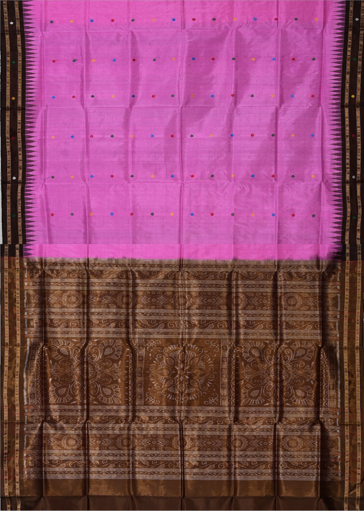 Baby Pink Bomkai Pata Saree | Odisha Handloom GI Tagged | Devnika