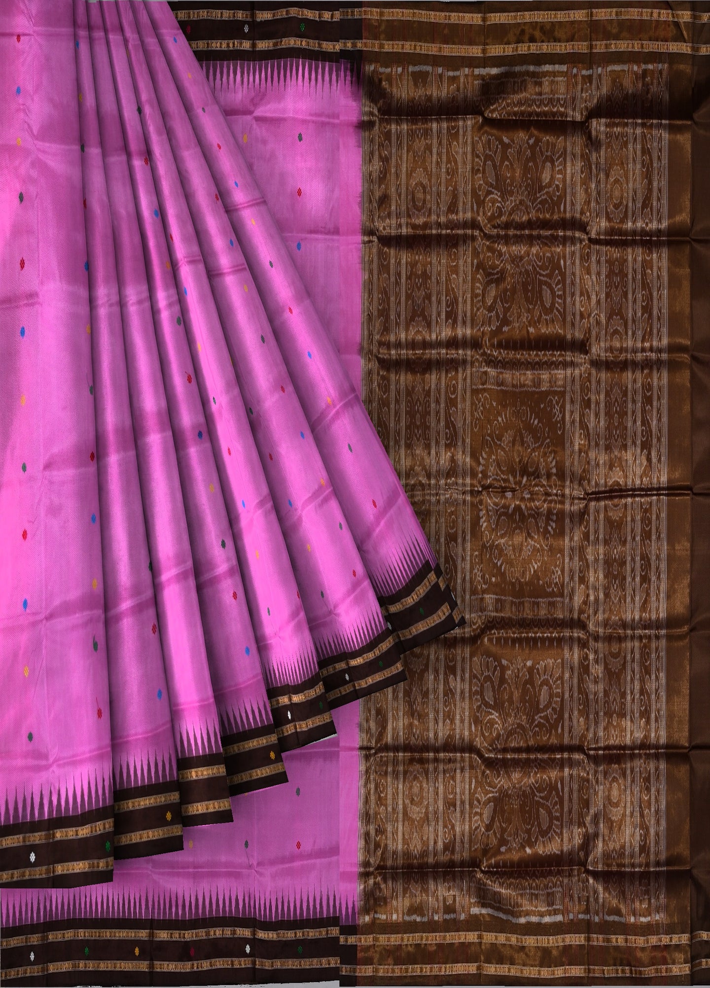 Baby Pink Bomkai Pata Saree | Odisha Handloom GI Tagged | Devnika