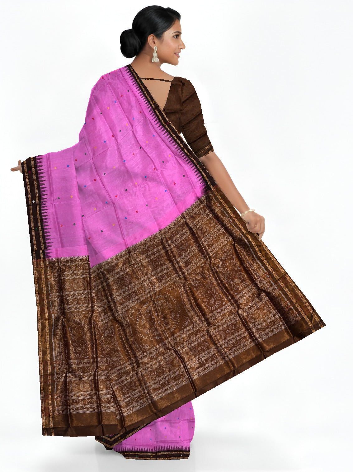 Baby Pink Bomkai Pata Saree | Odisha Handloom GI Tagged | Devnika
