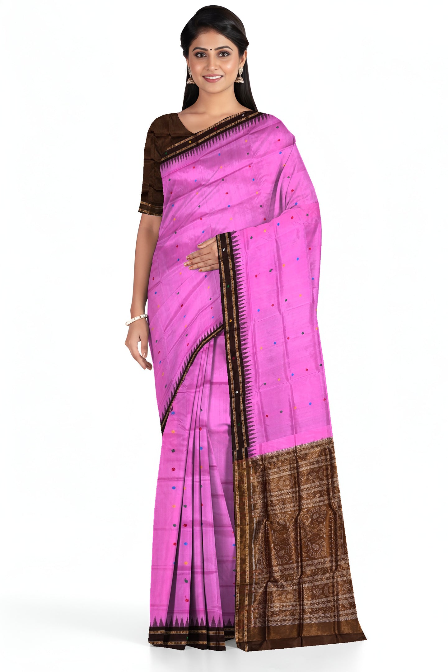 Baby Pink Bomkai Pata Saree | Odisha Handloom GI Tagged | Devnika