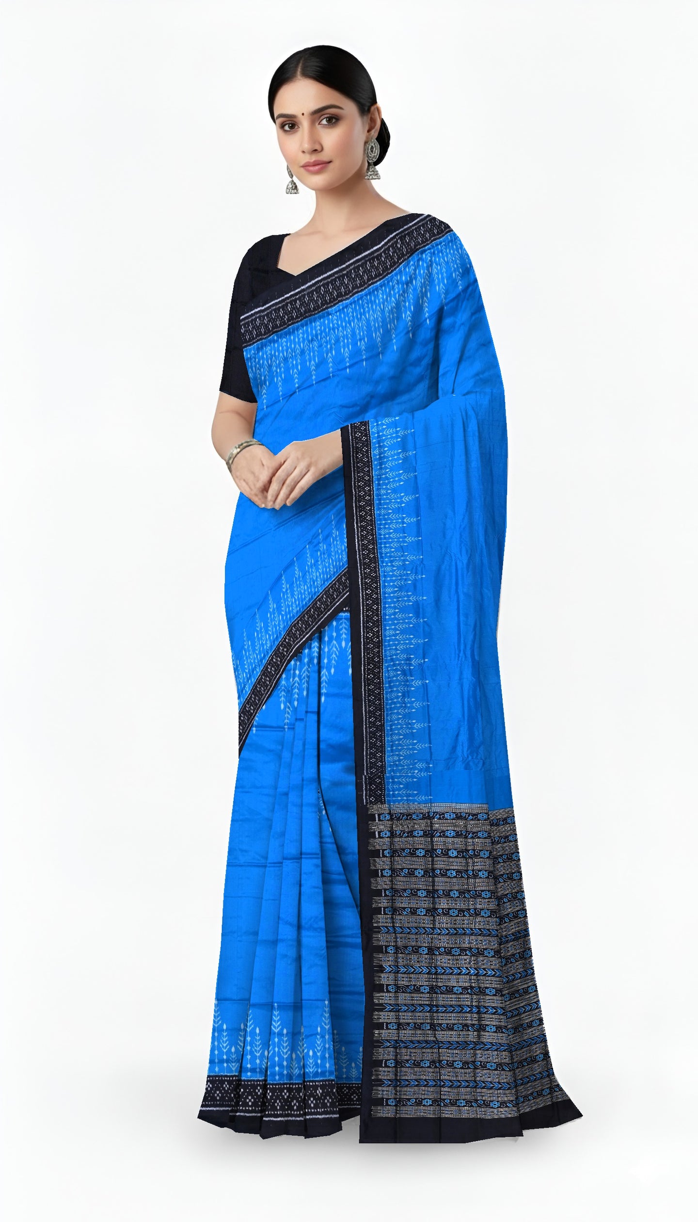 Copper Sulphate Bandha Sambalapuri Silk Saree | Odisha Handloom GI Tagged | Devnika