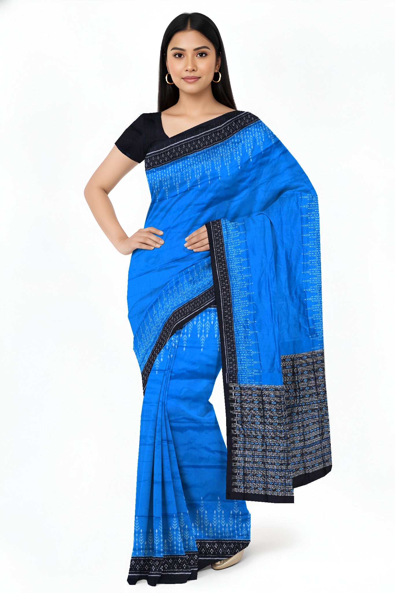 Copper Sulphate Bandha Sambalapuri Silk Saree | Odisha Handloom GI Tagged | Devnika