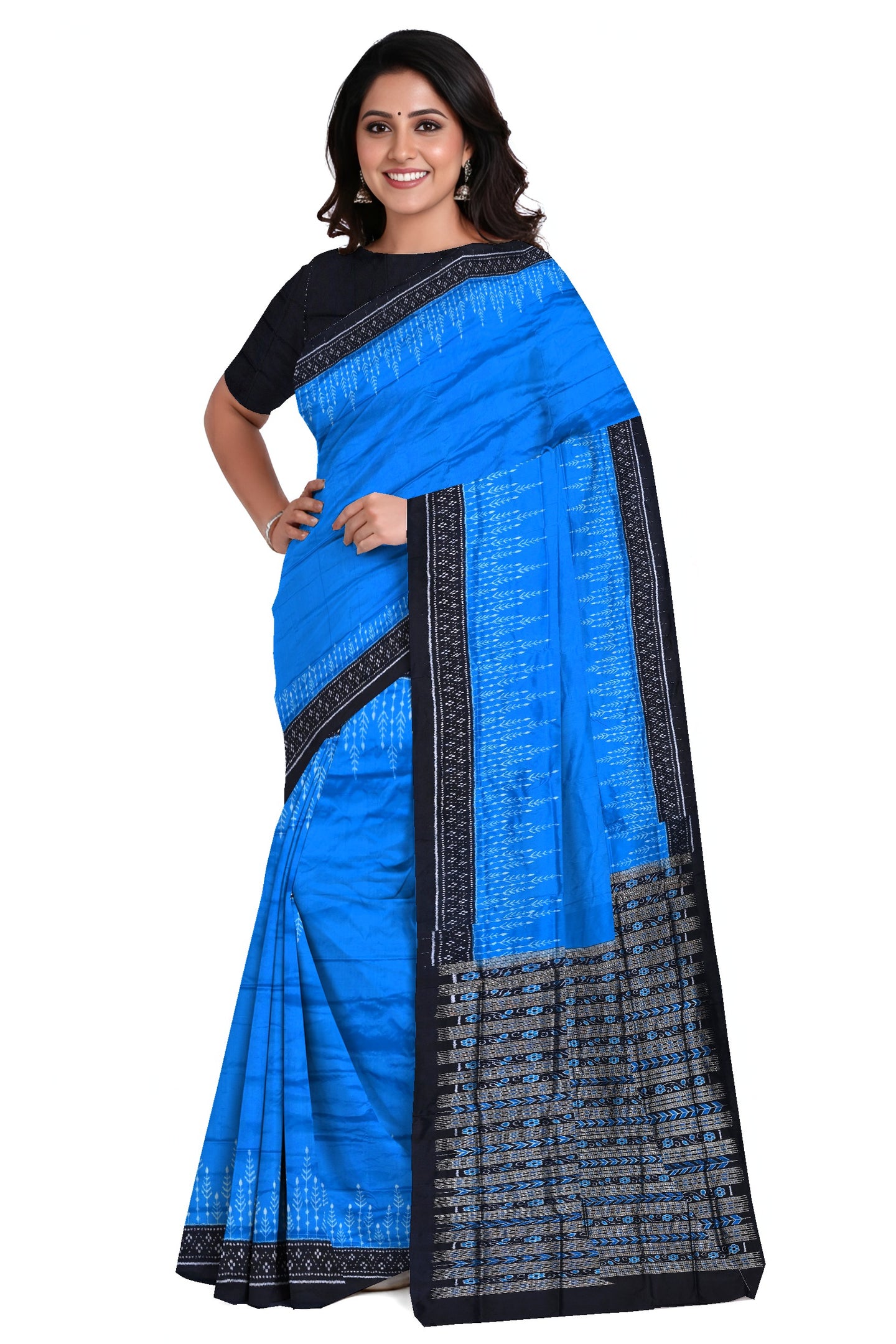 Copper Sulphate Bandha Sambalapuri Silk Saree | Odisha Handloom GI Tagged | Devnika