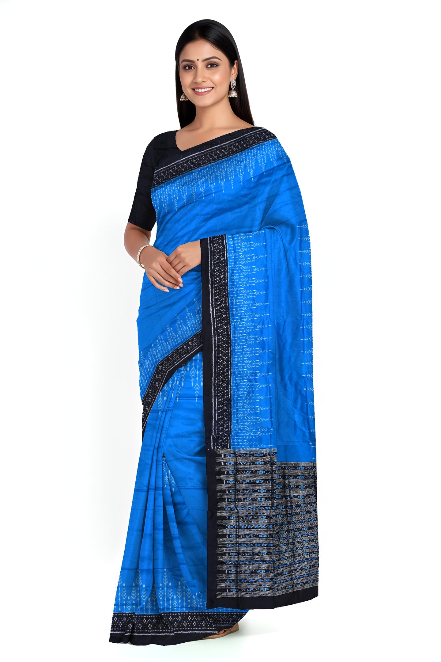 Copper Sulphate Bandha Sambalapuri Silk Saree | Odisha Handloom GI Tagged | Devnika