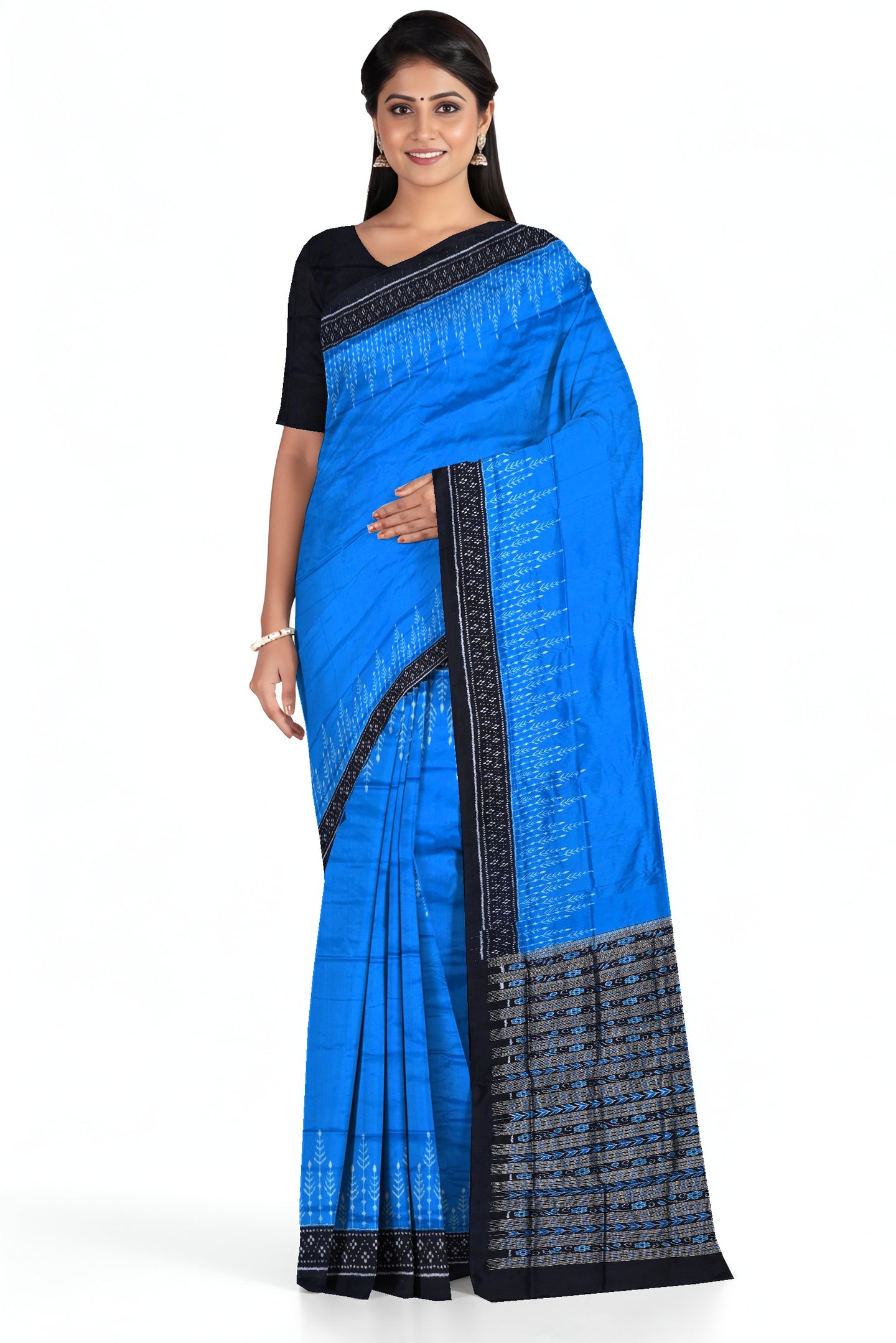 Copper Sulphate Bandha Sambalapuri Silk Saree | Odisha Handloom GI Tagged | Devnika