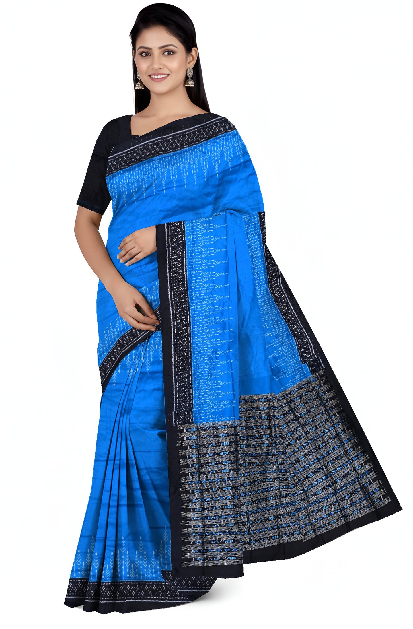 Copper Sulphate Bandha Sambalapuri Silk Saree | Odisha Handloom GI Tagged | Devnika