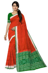 Pista Double Border Bomkai Pata Saree | Odisha Handloom GI Tagged | Devnika