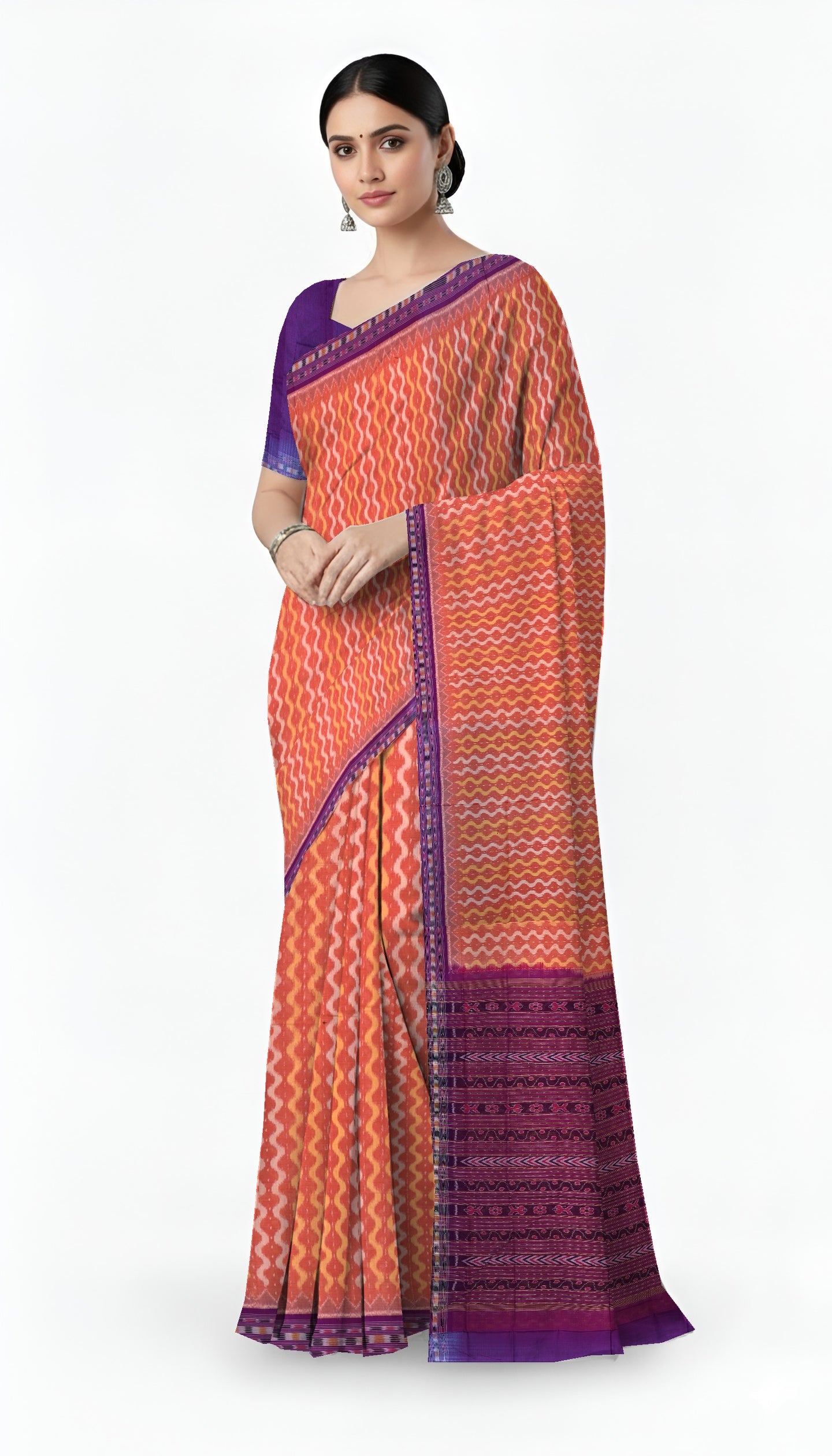 Deep Rust Traditional Body Bandha Saree | Odisha Handloom GI Tagged | Devnika