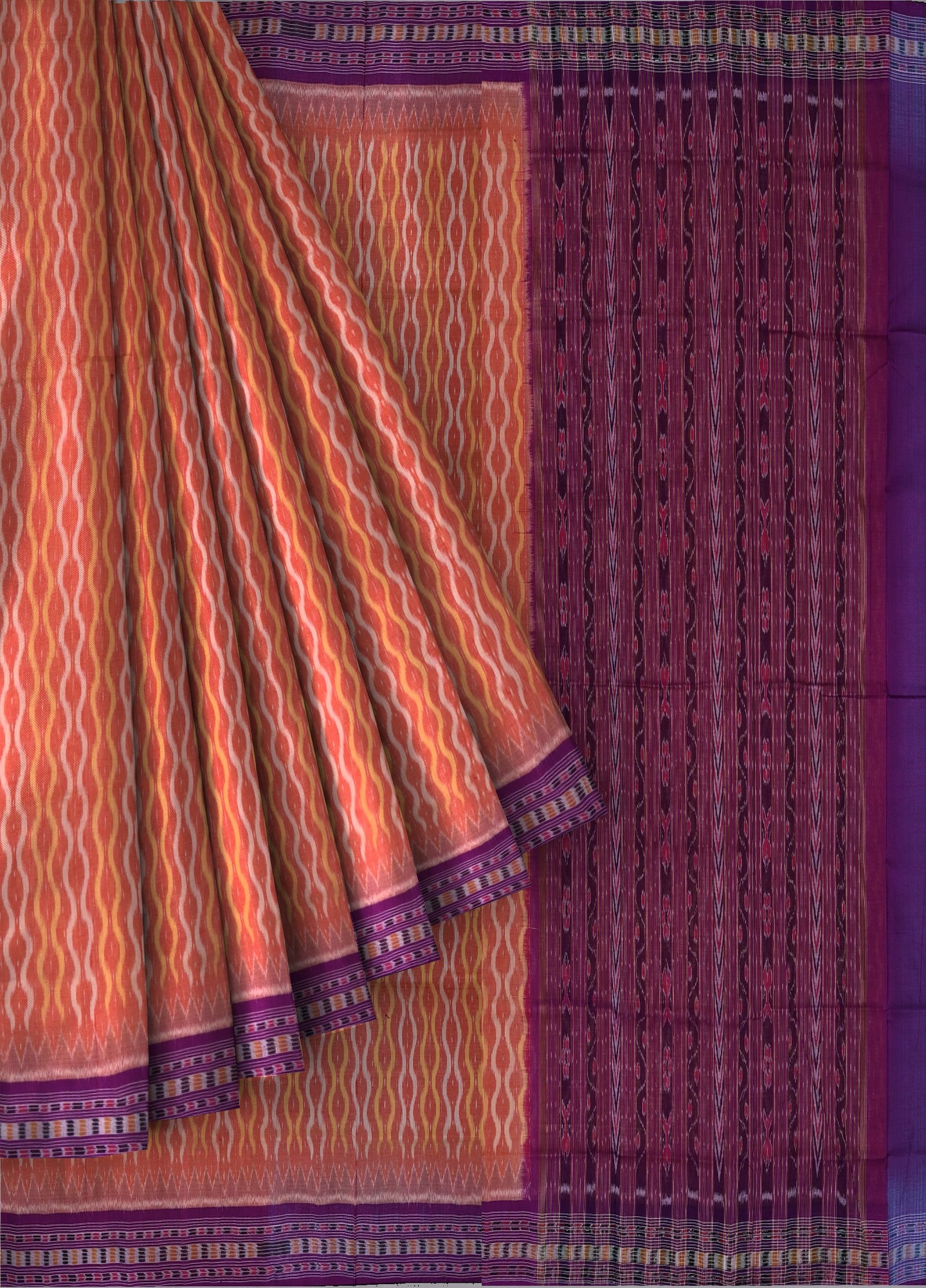Deep Rust Traditional Body Bandha Saree | Odisha Handloom GI Tagged | Devnika