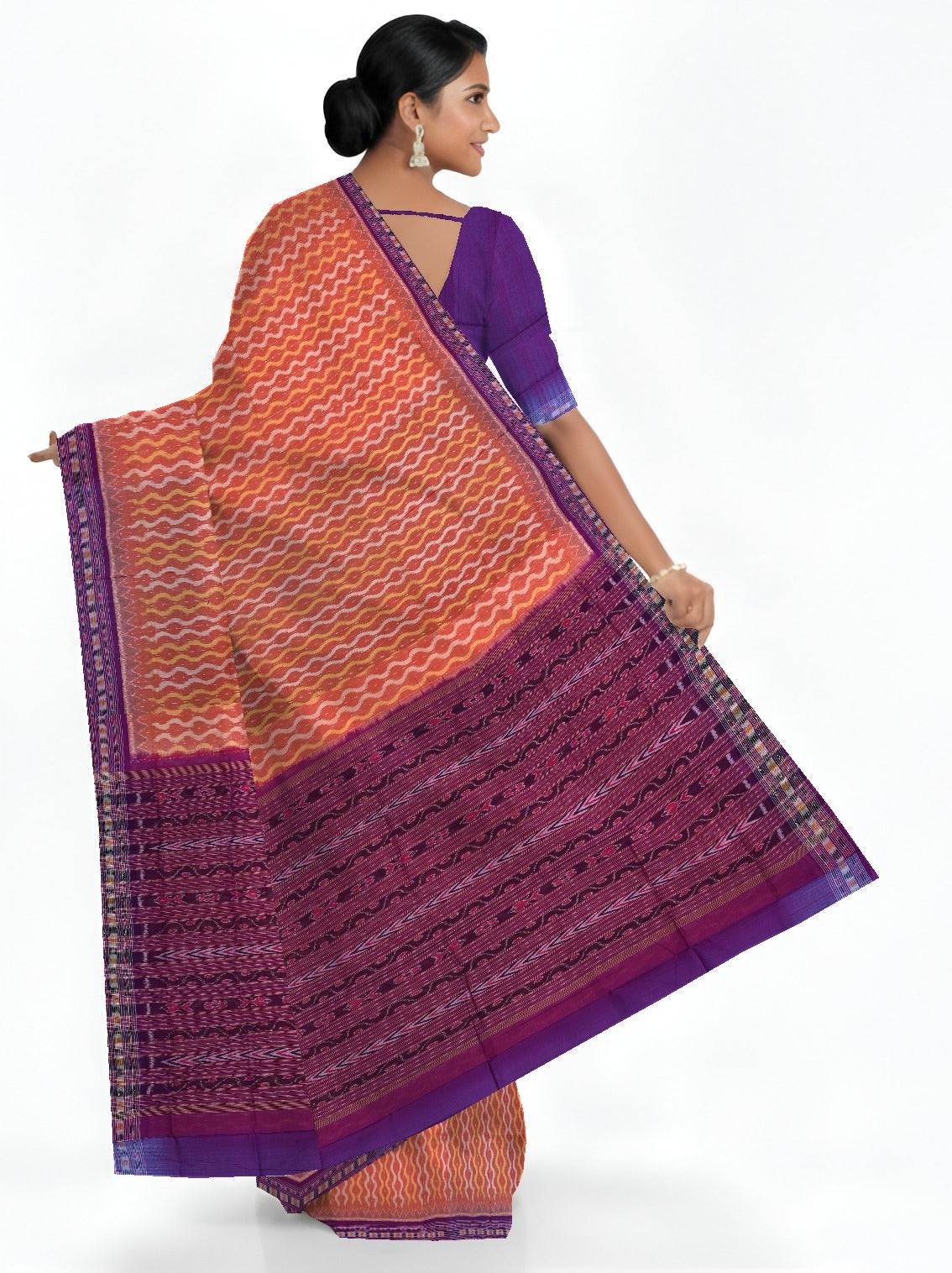 Deep Rust Traditional Body Bandha Saree | Odisha Handloom GI Tagged | Devnika