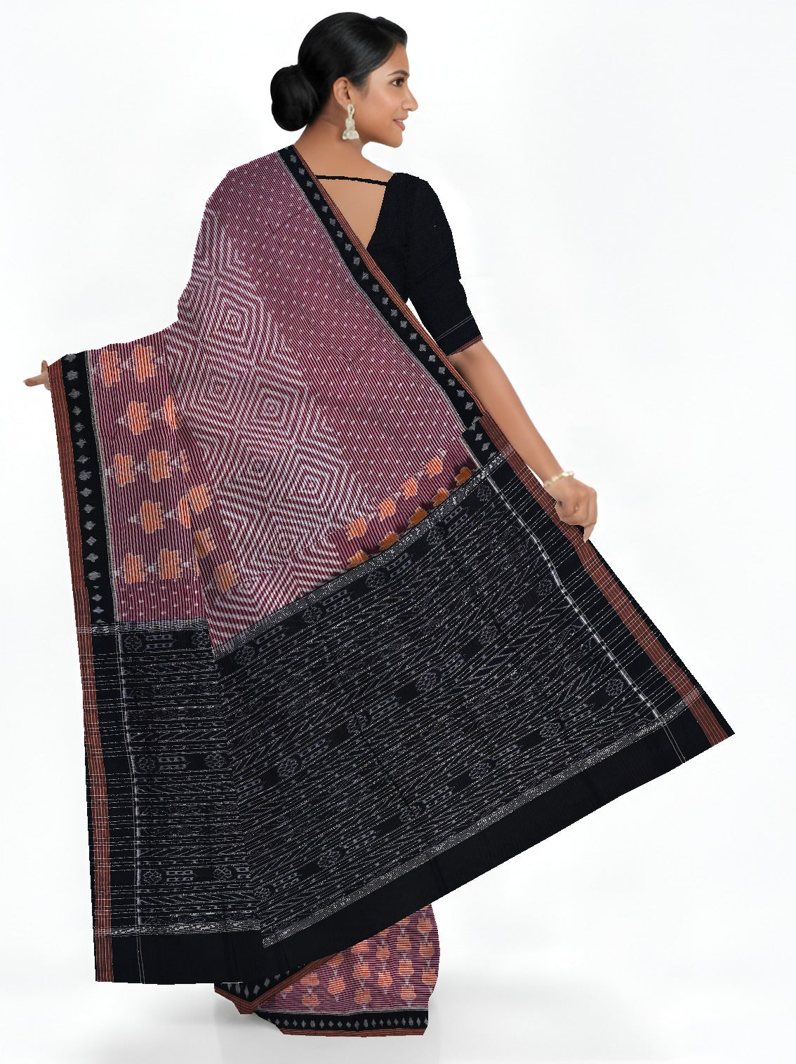 Deep Maroon Body Bandha Saree | Odisha Handloom GI Tagged | Devnika