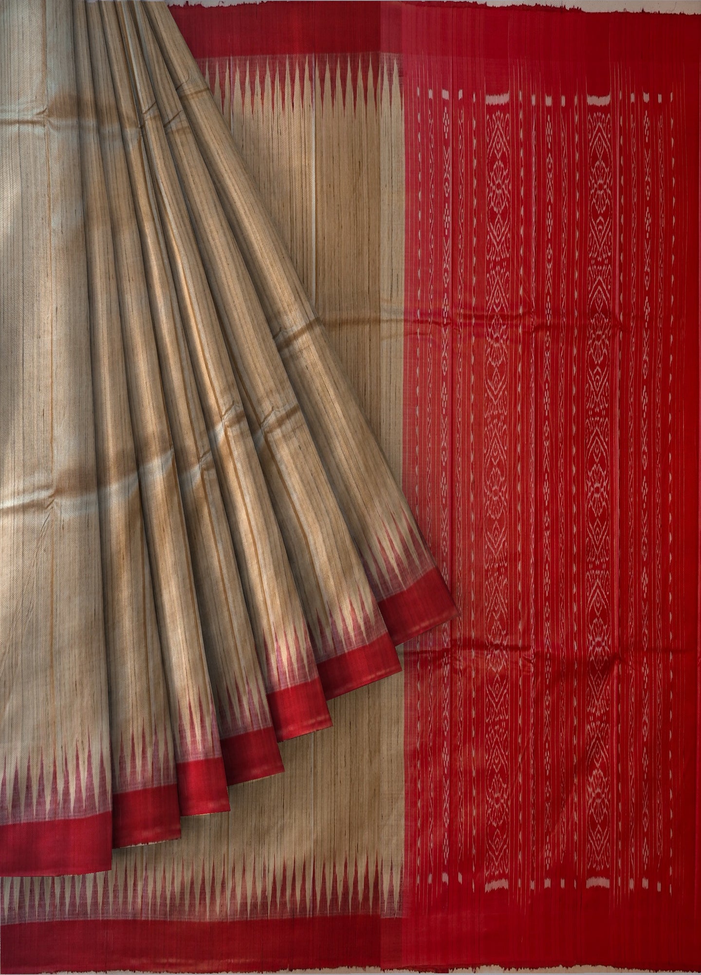 Matha Temple Border Tussar Silk Kotpad Saree | Odisha Handloom GI Tagged | Devnika