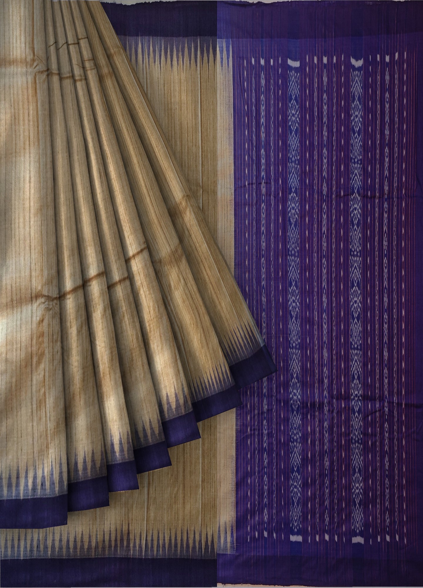 Matha Temple Border Tussar Kotpad Saree | Odisha Handloom GI Tagged | Devnika