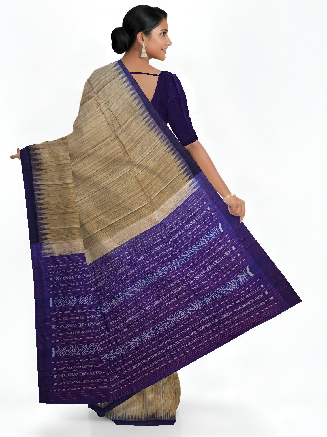 Matha Temple Border Tussar Kotpad Saree | Odisha Handloom GI Tagged | Devnika