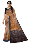 Golden Brown Temple Border Tussar Silk Kotpad Saree | Odisha Handloom GI Tagged | Devnika