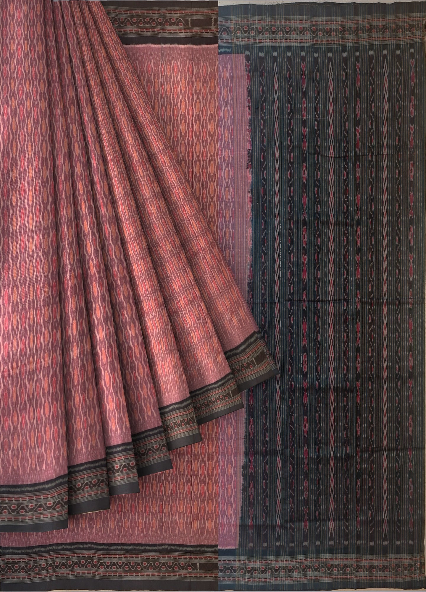 Rose Pink Traditional Body Bandha Saree | Odisha Handloom GI Tagged | Devnika