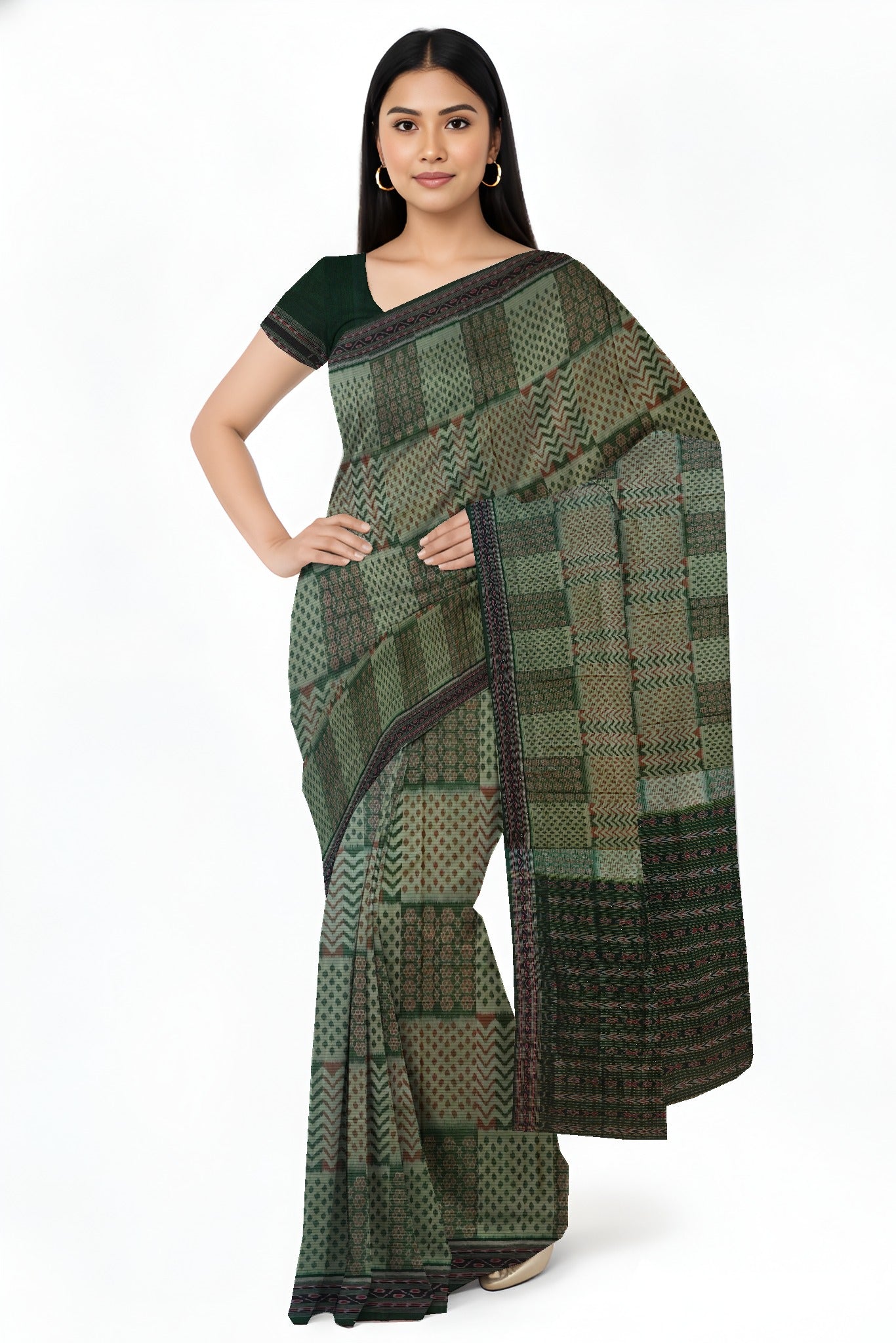 Light Green Traditional Body Bandha Saree | Odisha Handloom GI Tagged | Devnika