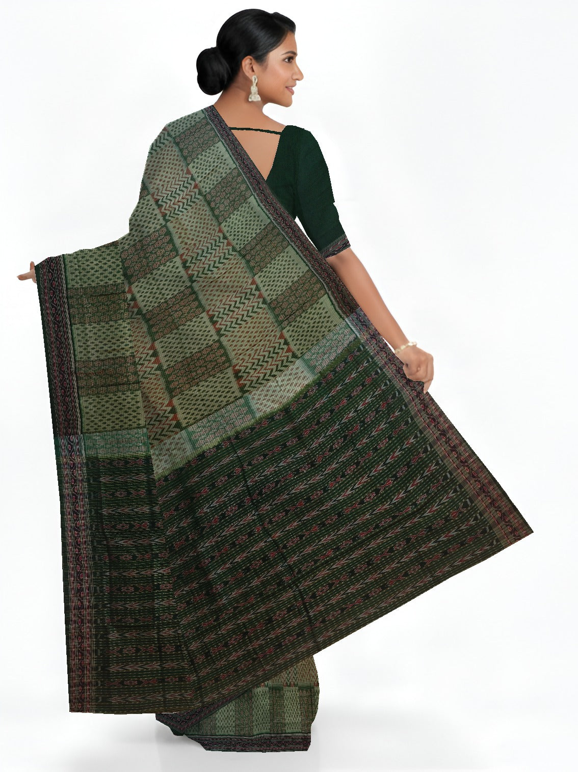 Light Green Traditional Body Bandha Saree | Odisha Handloom GI Tagged | Devnika