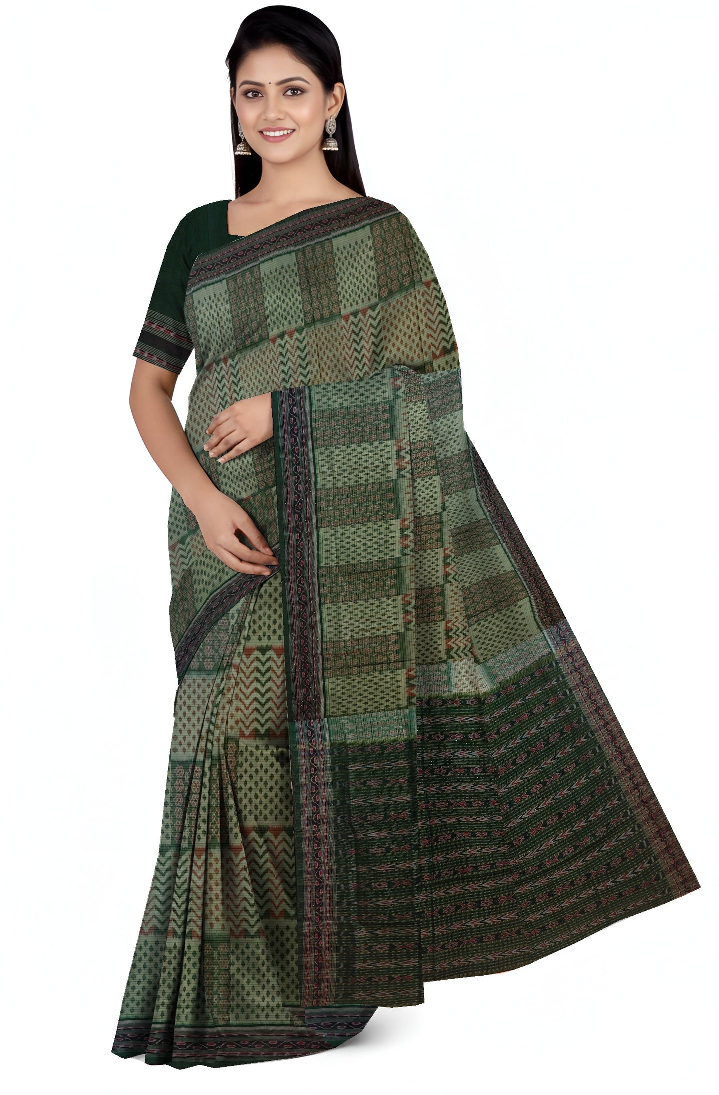 Light Green Traditional Body Bandha Saree | Odisha Handloom GI Tagged | Devnika
