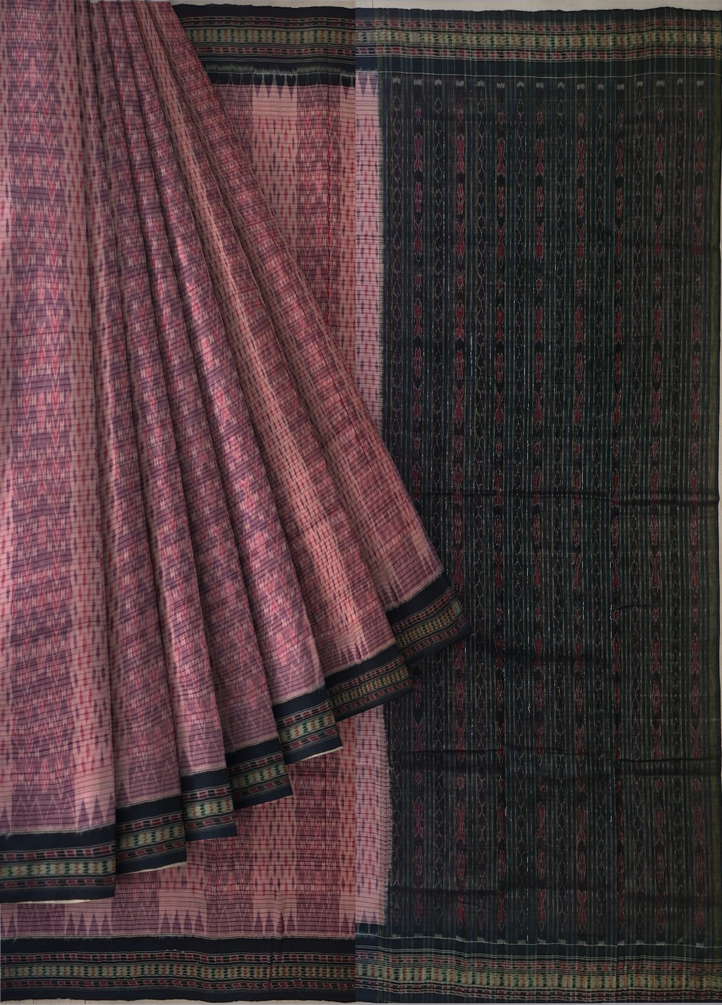 Rose Pink Traditional Body Bandha Saree | Odisha Handloom GI Tagged | Devnika